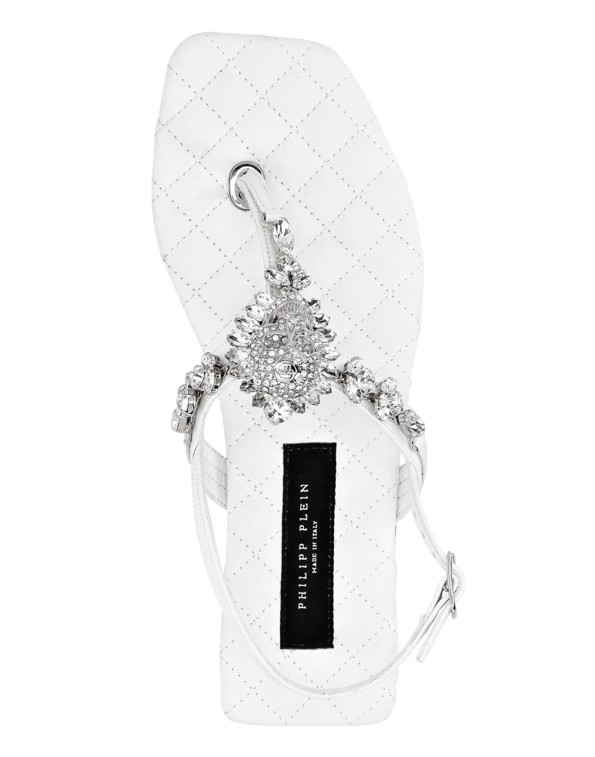 Sandals Flat Crystal Skull with Crystals, цвет: Белый