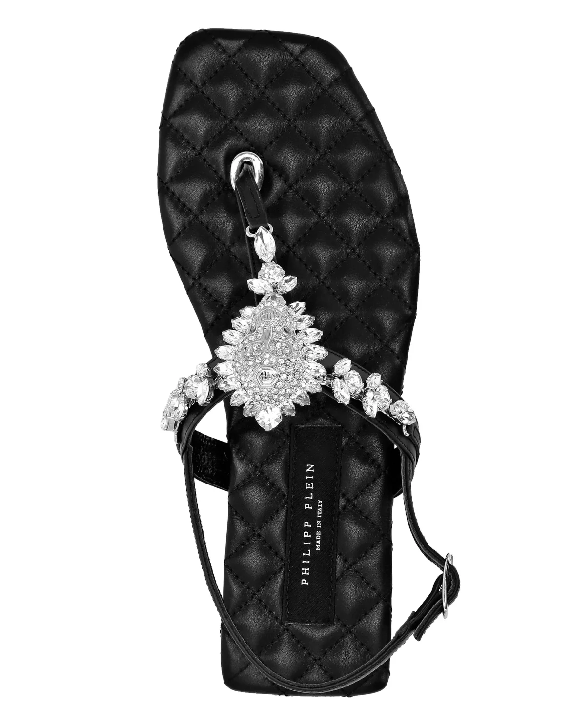 Sandals Flat Crystal Skull with Crystals, цвет: Черный