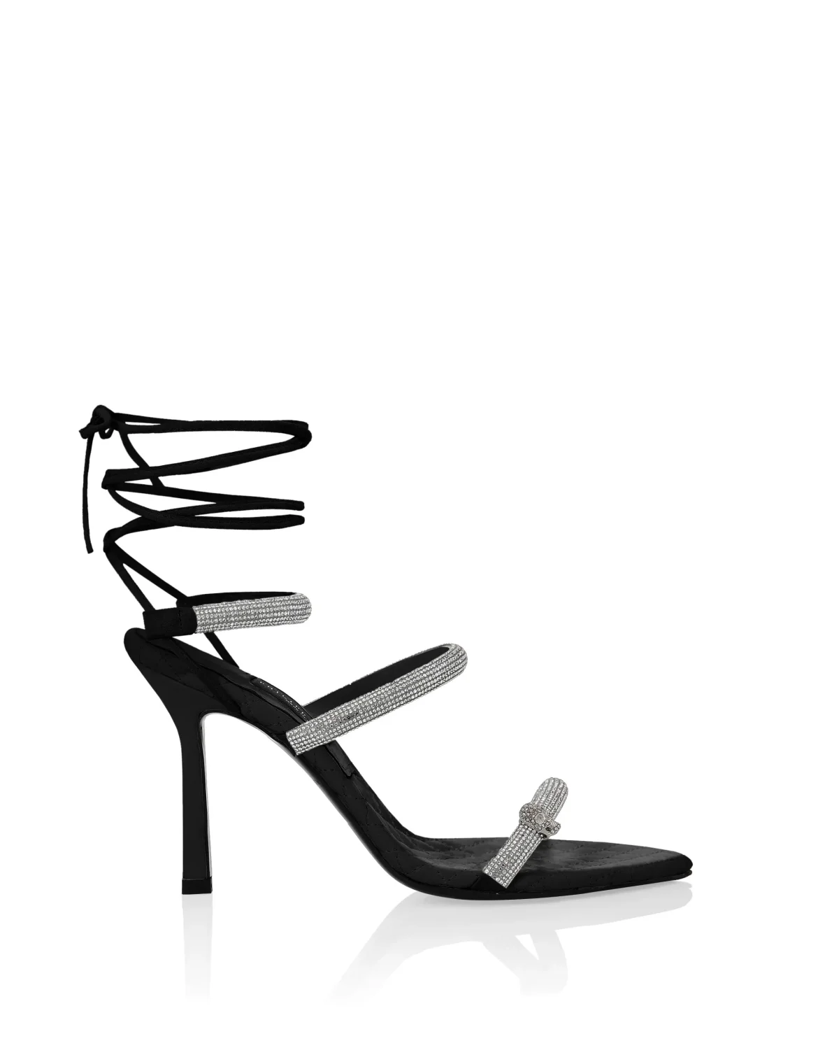 Crystal Lace-up Sandals, цвет: Черный