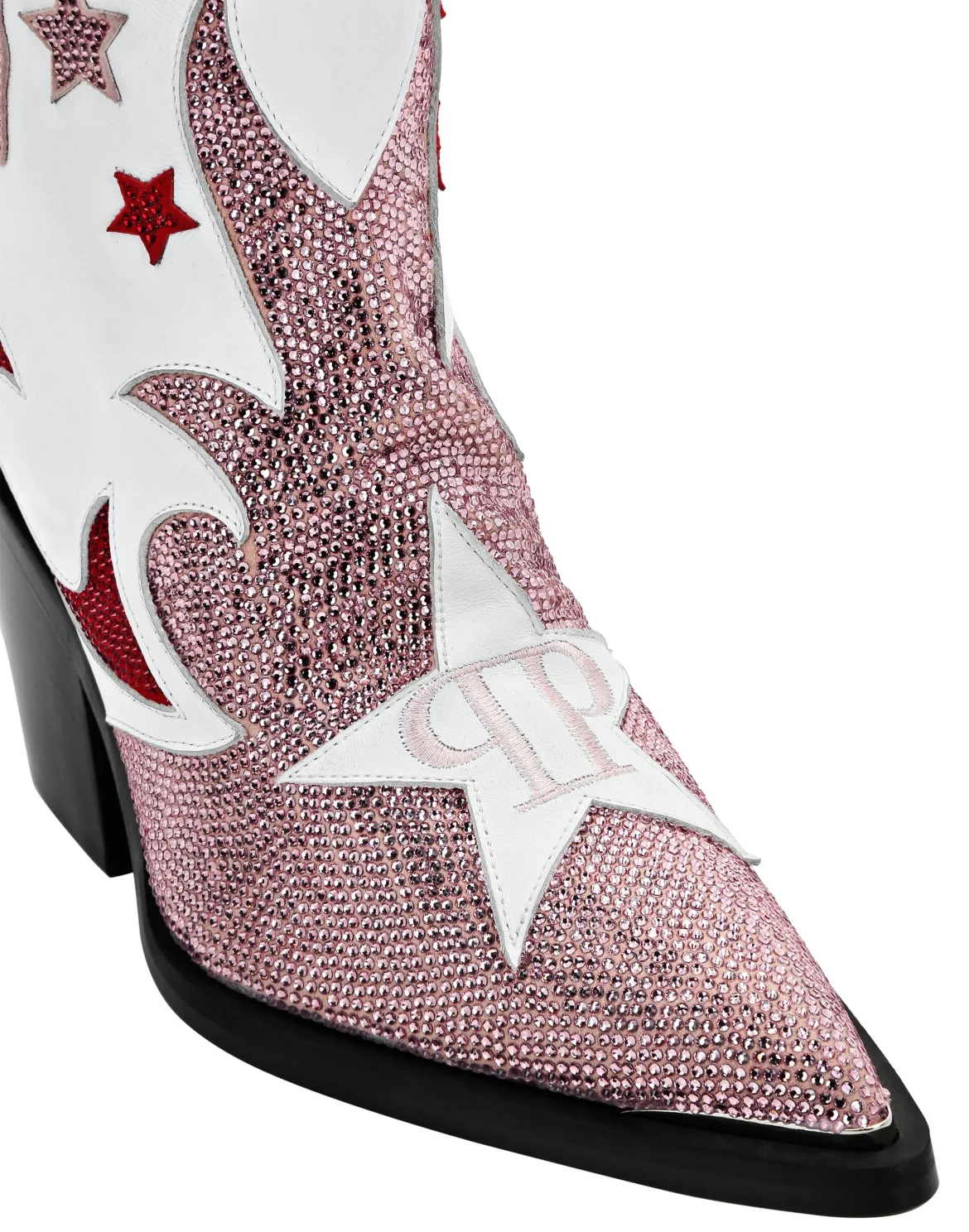 Strass Cow Boy Boots Mid Heels High Stars, цвет: Красный