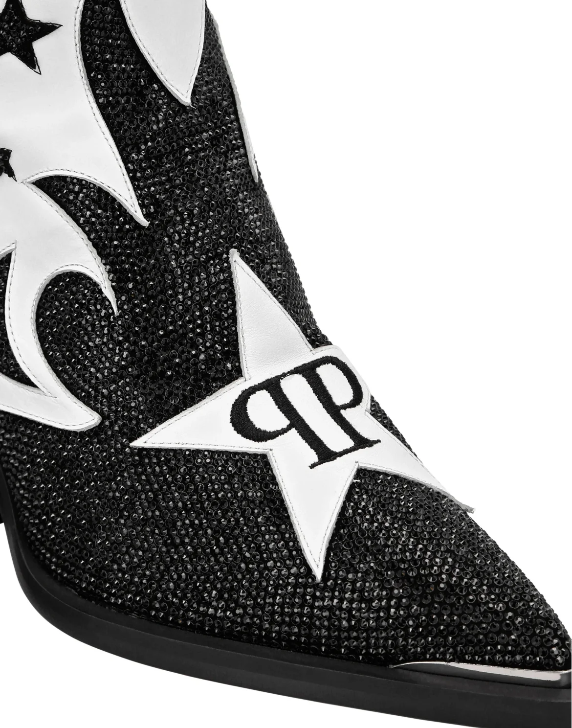 Strass Cow Boy Boots Mid Heels Mid Stars, цвет: Черный