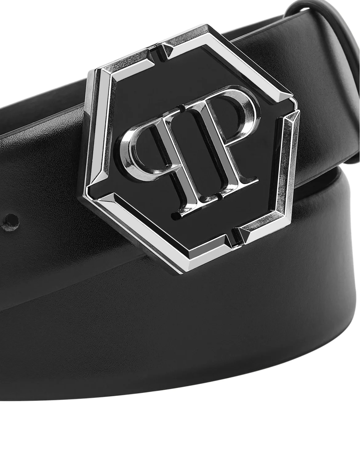 Leather Belt Hexagon, цвет: Черный