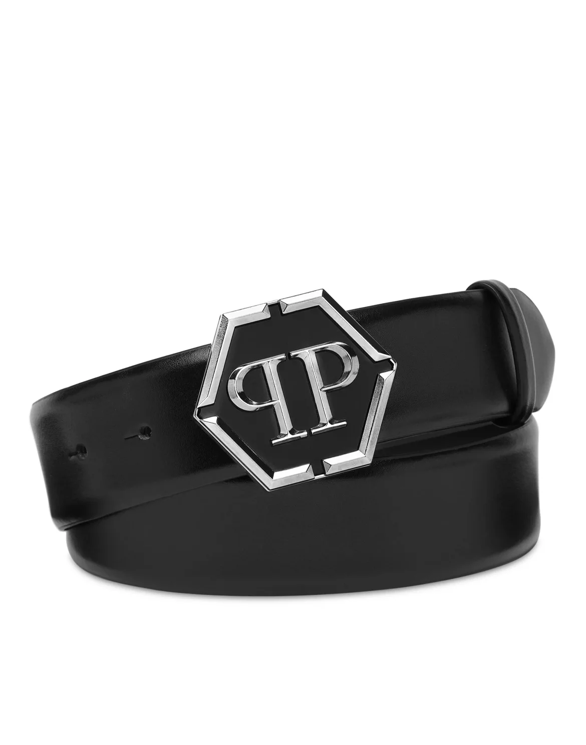 Leather Belt Hexagon, цвет: Черный
