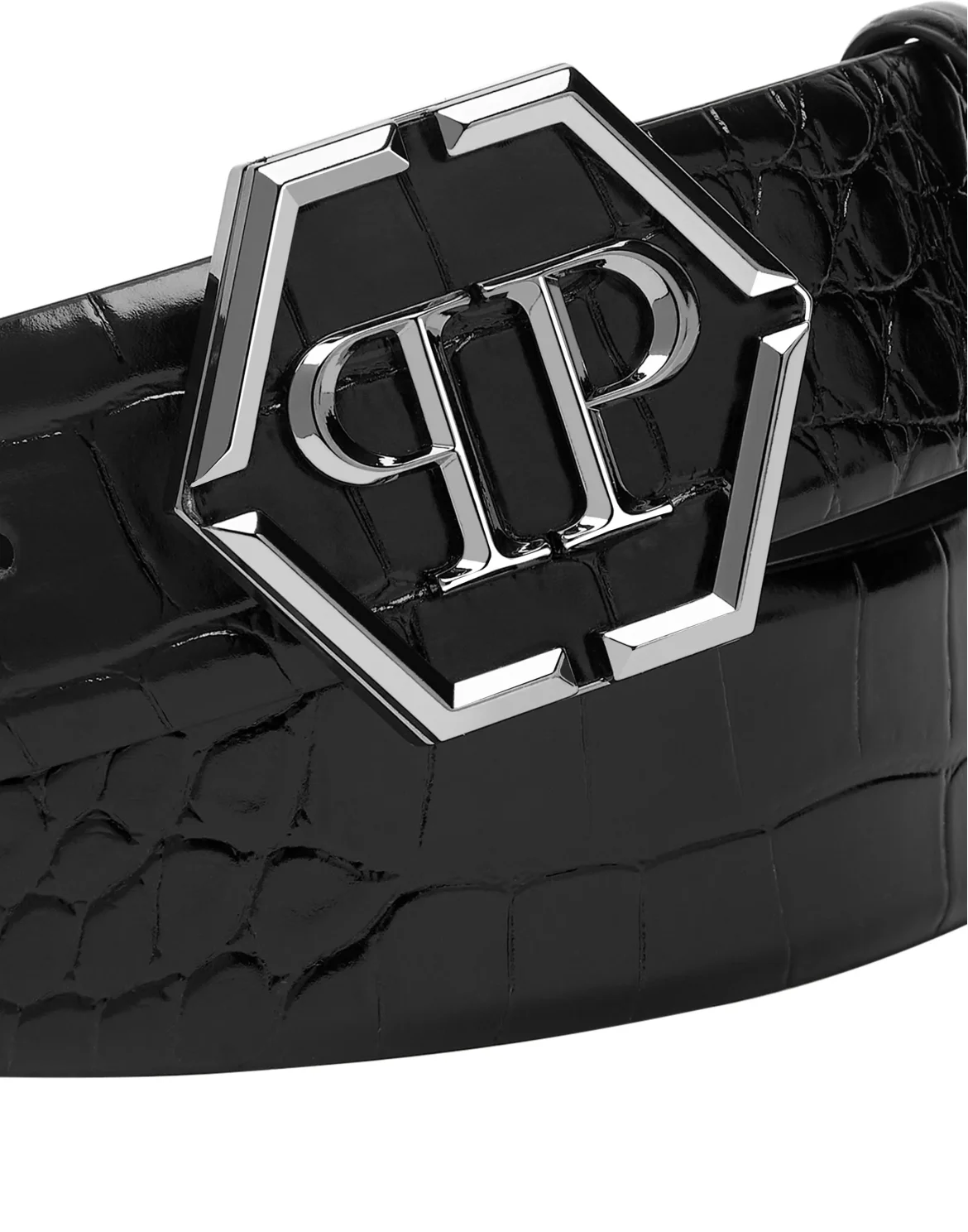 Leather Belt Hexagon, цвет: Черный