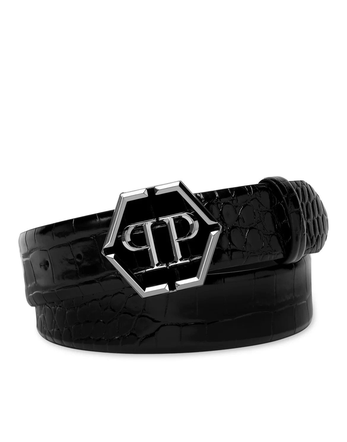 Leather Belt Hexagon, цвет: Черный