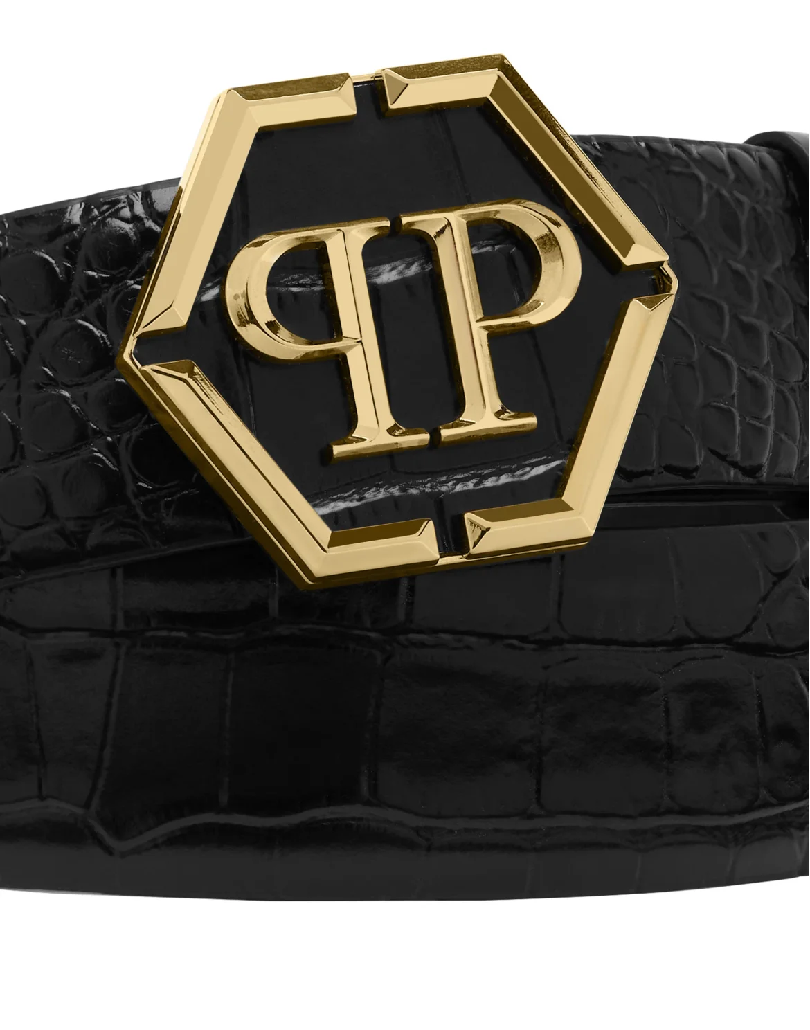 Leather Belt Hexagon, цвет: Черный