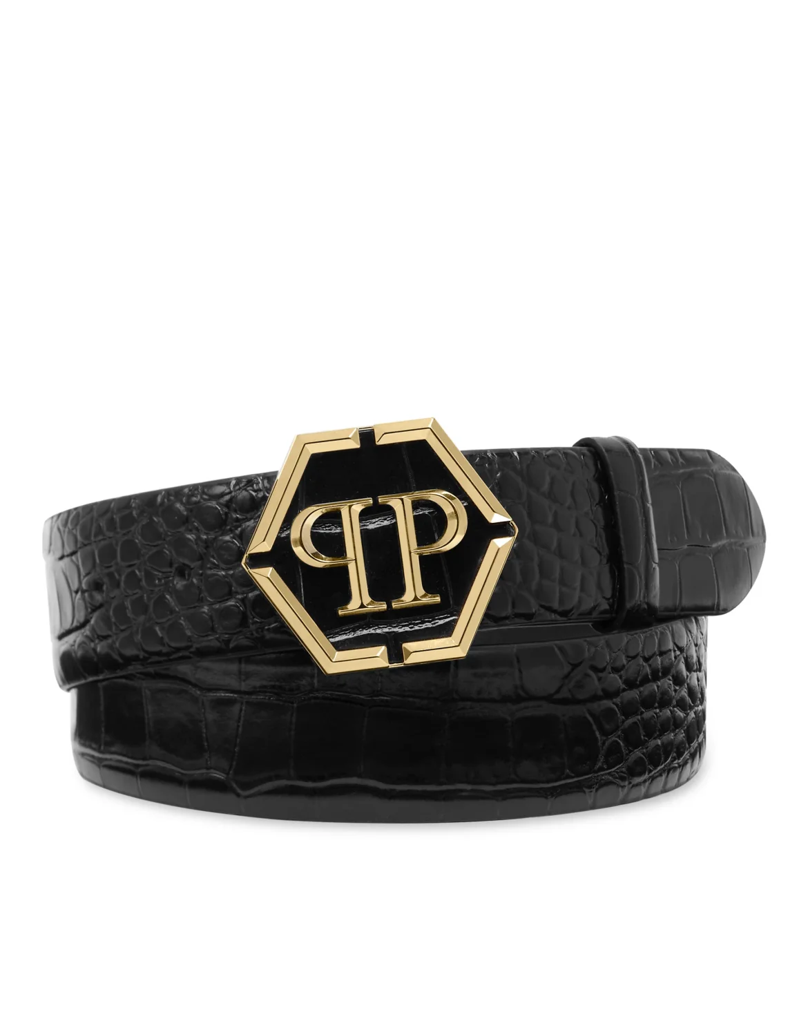 Leather Belt Hexagon, цвет: Черный