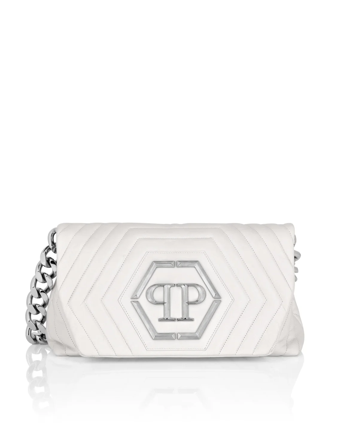 Small Nappa Matellase` Shoulder Bag Hexagon, цвет: Белый