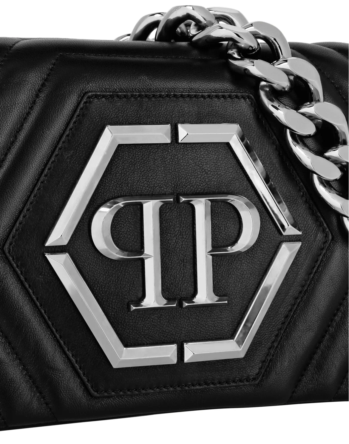 Small Nappa Matellase` Shoulder Bag Hexagon, цвет: Черный