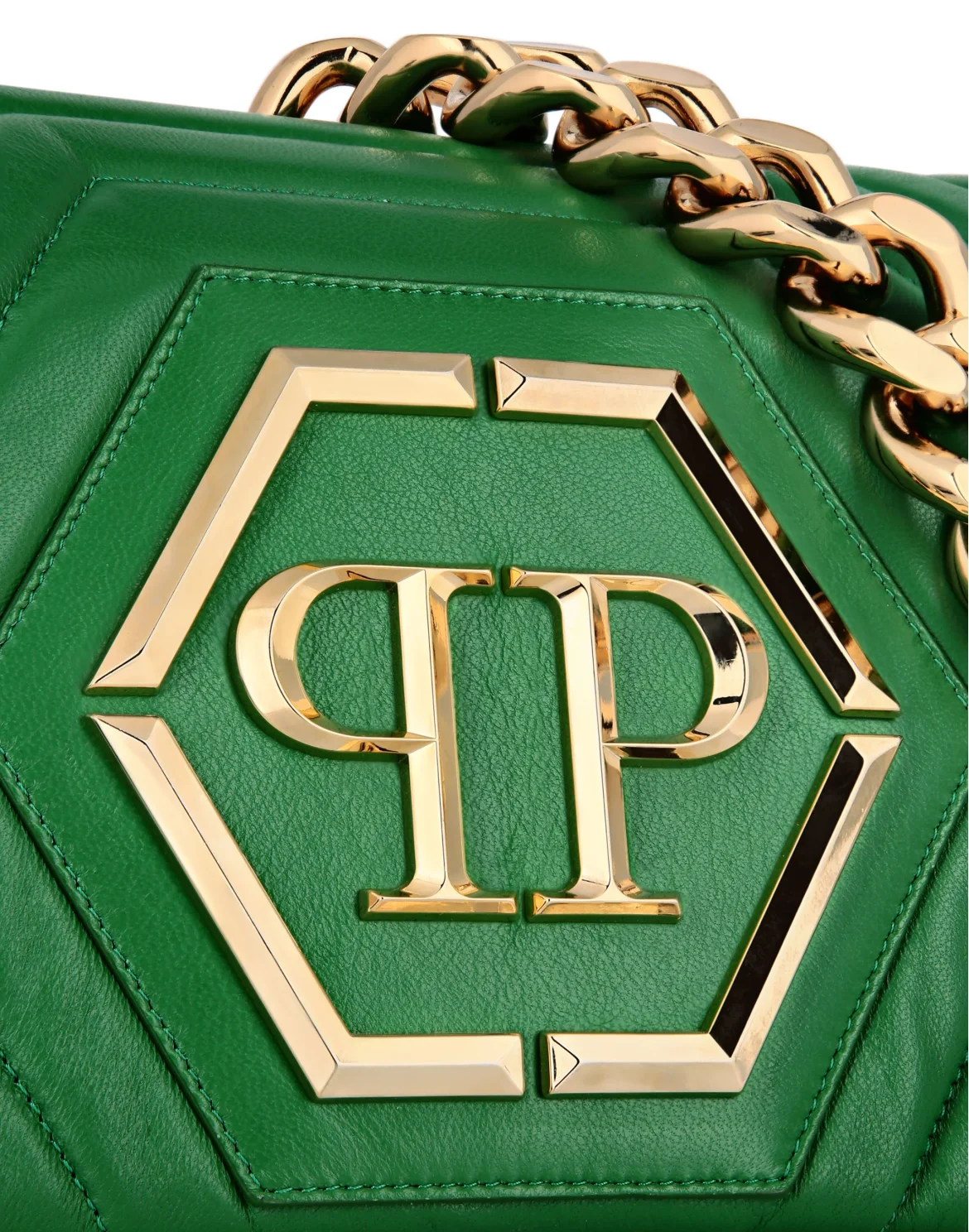 Small Nappa Matellase` Shoulder Bag Hexagon, цвет: Зеленый