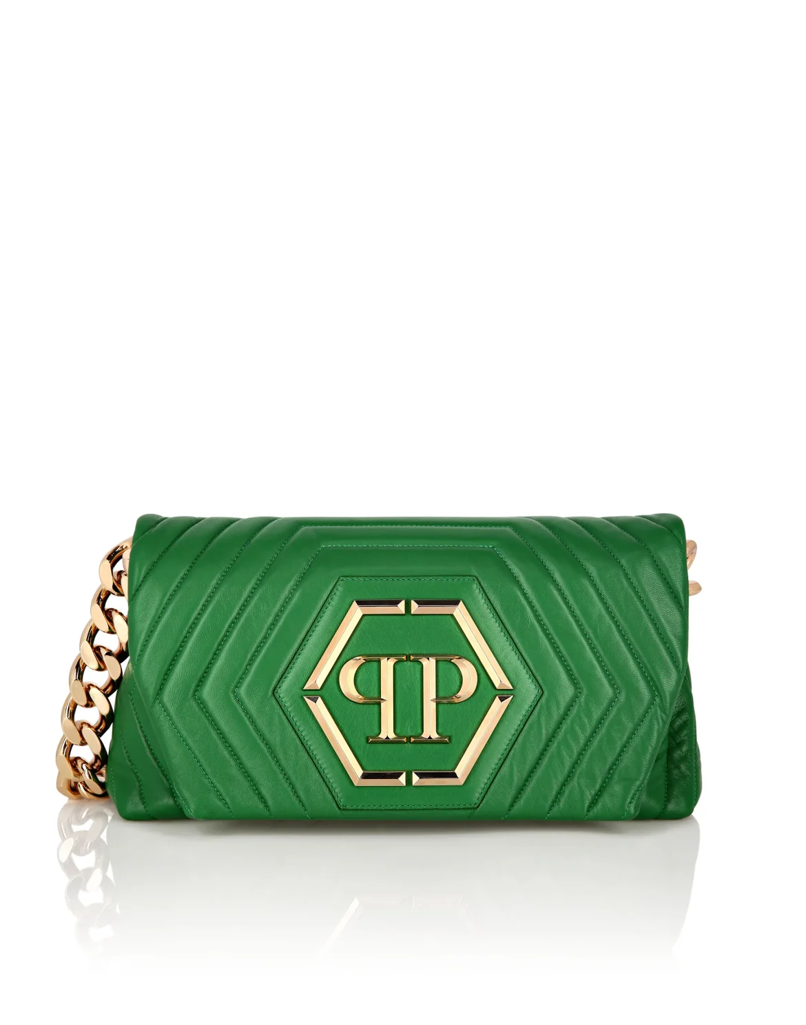 Small Nappa Matellase` Shoulder Bag Hexagon, цвет: Зеленый