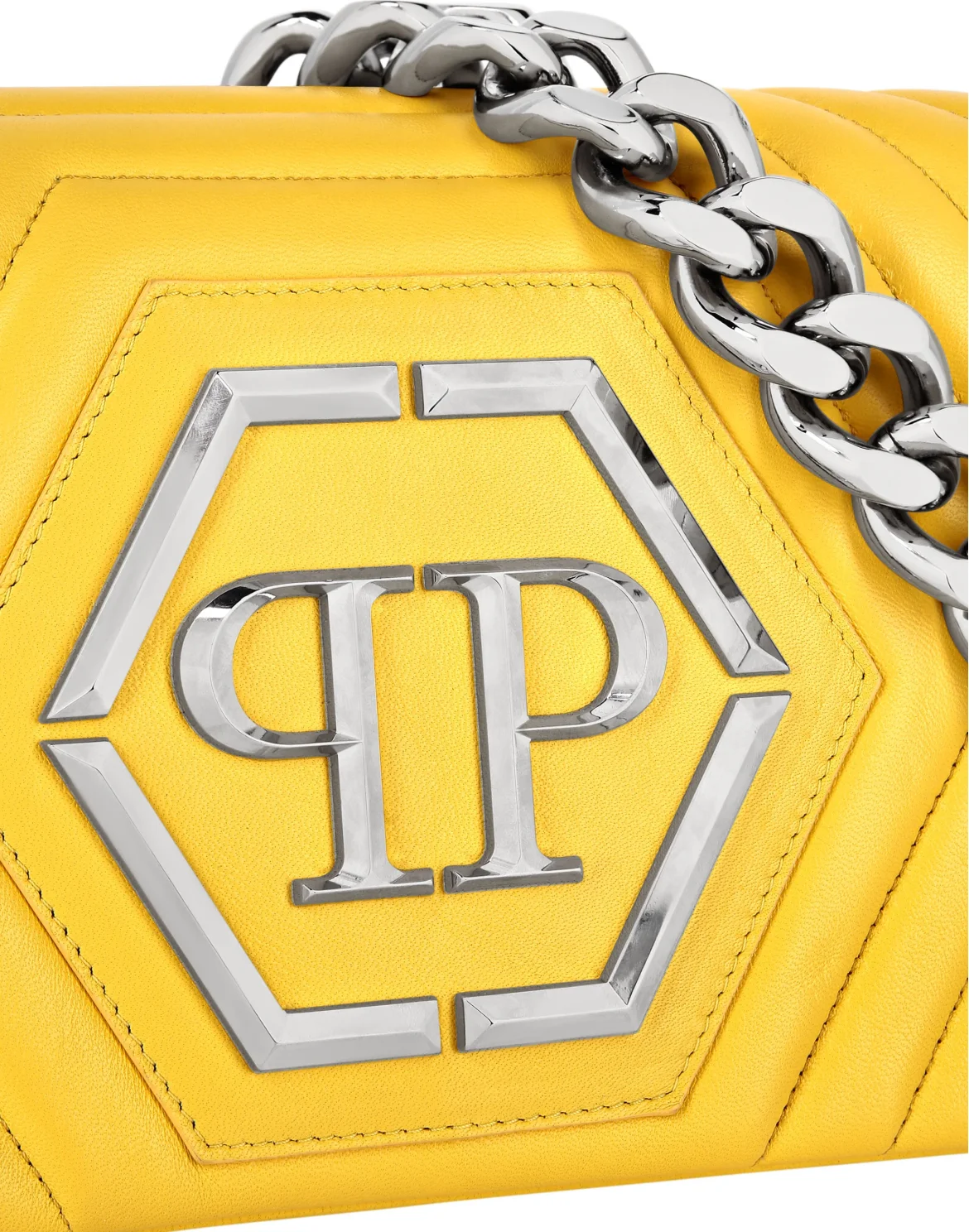 Small Nappa Matellase` Shoulder Bag Hexagon, цвет: Желтый