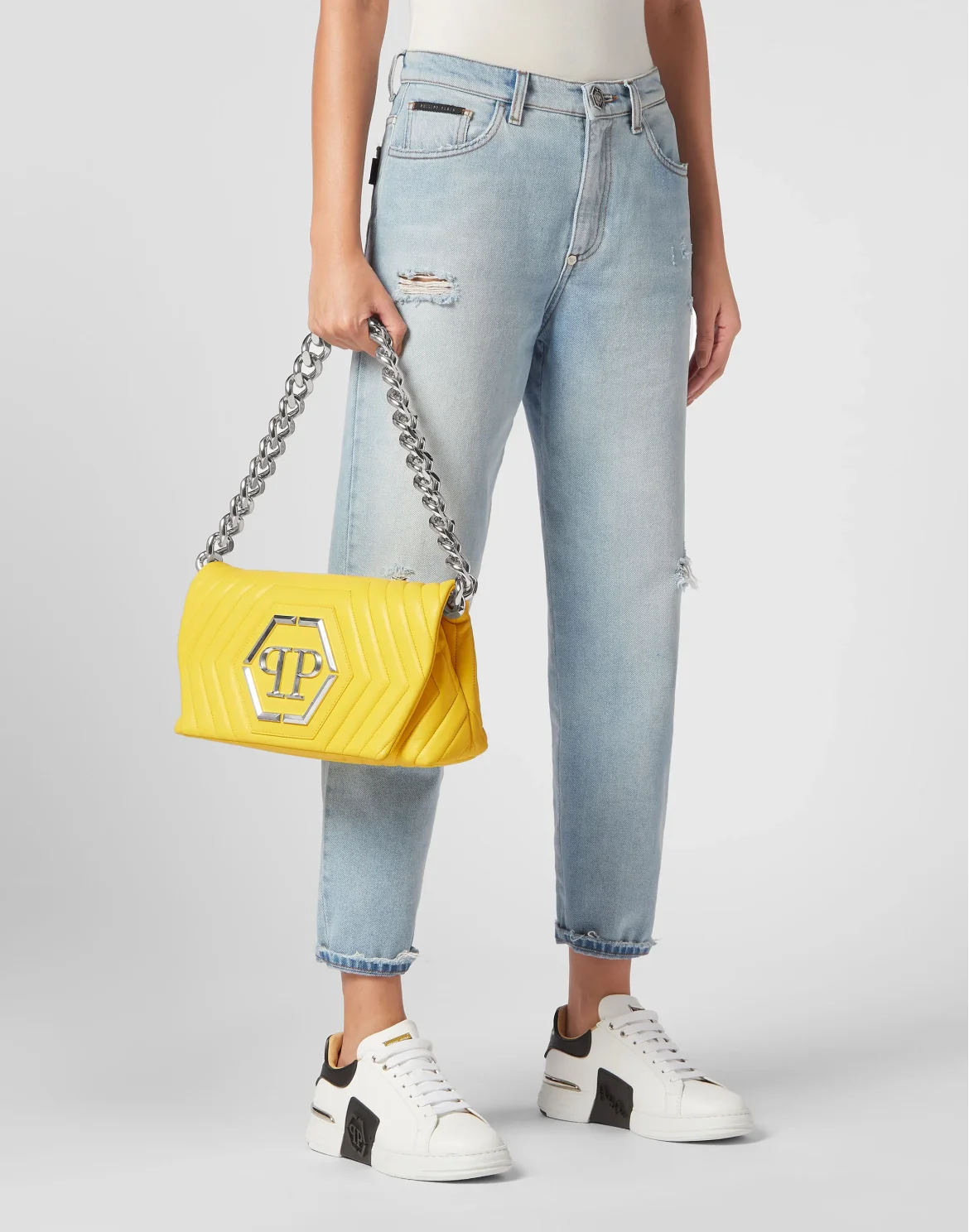 Small Nappa Matellase` Shoulder Bag Hexagon, цвет: Желтый