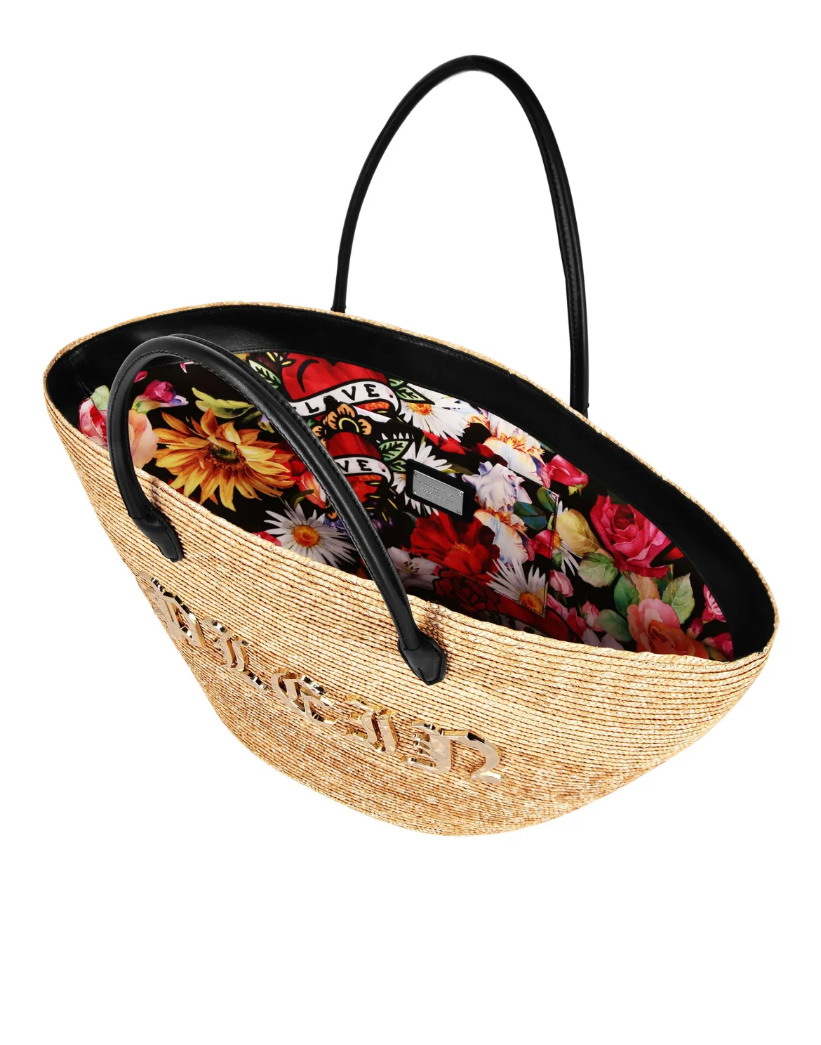 Raffia Handle Bag Gothic Plein, цвет: Бежевый