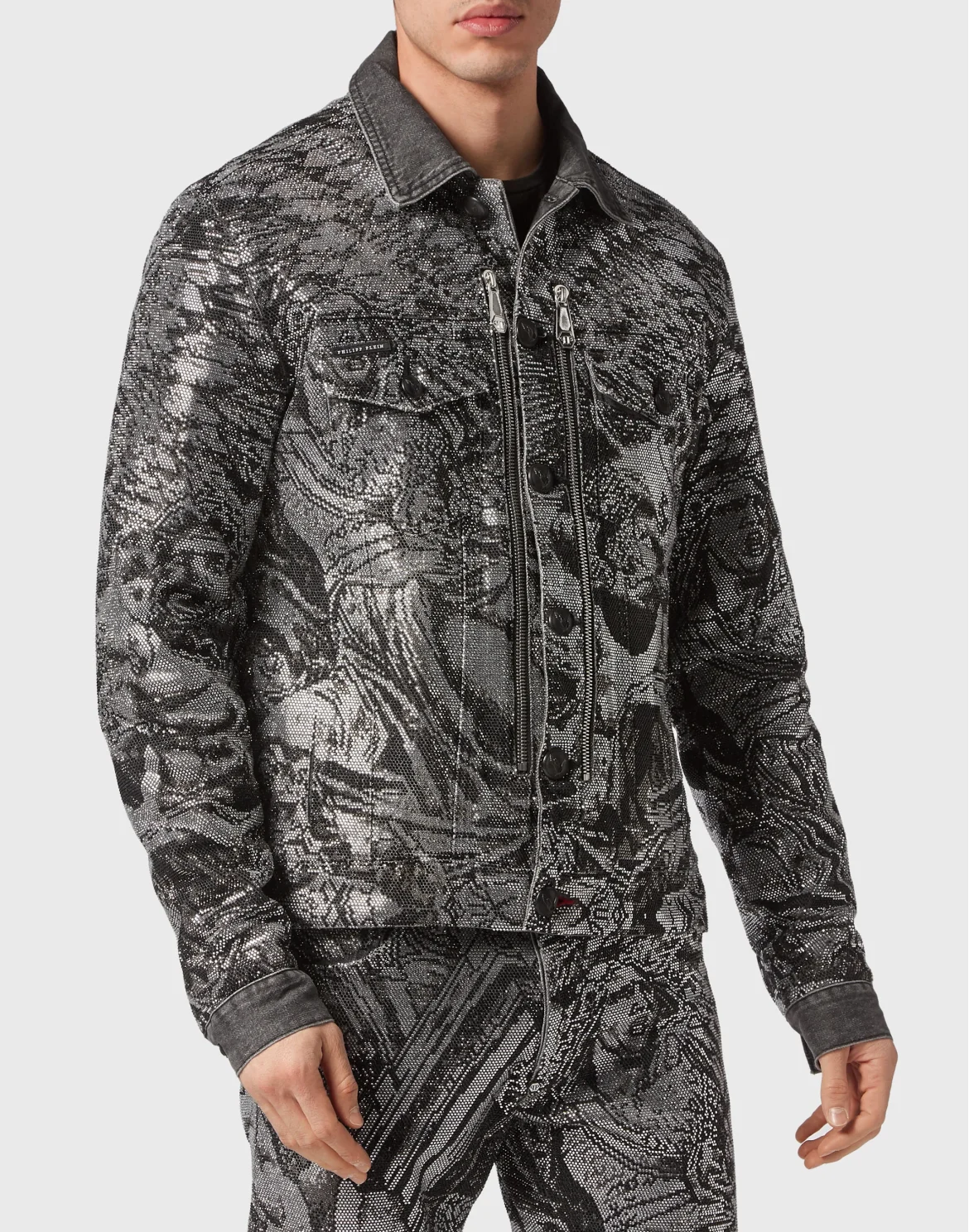 Denim Zip Jacket Tattoo, цвет: Серый