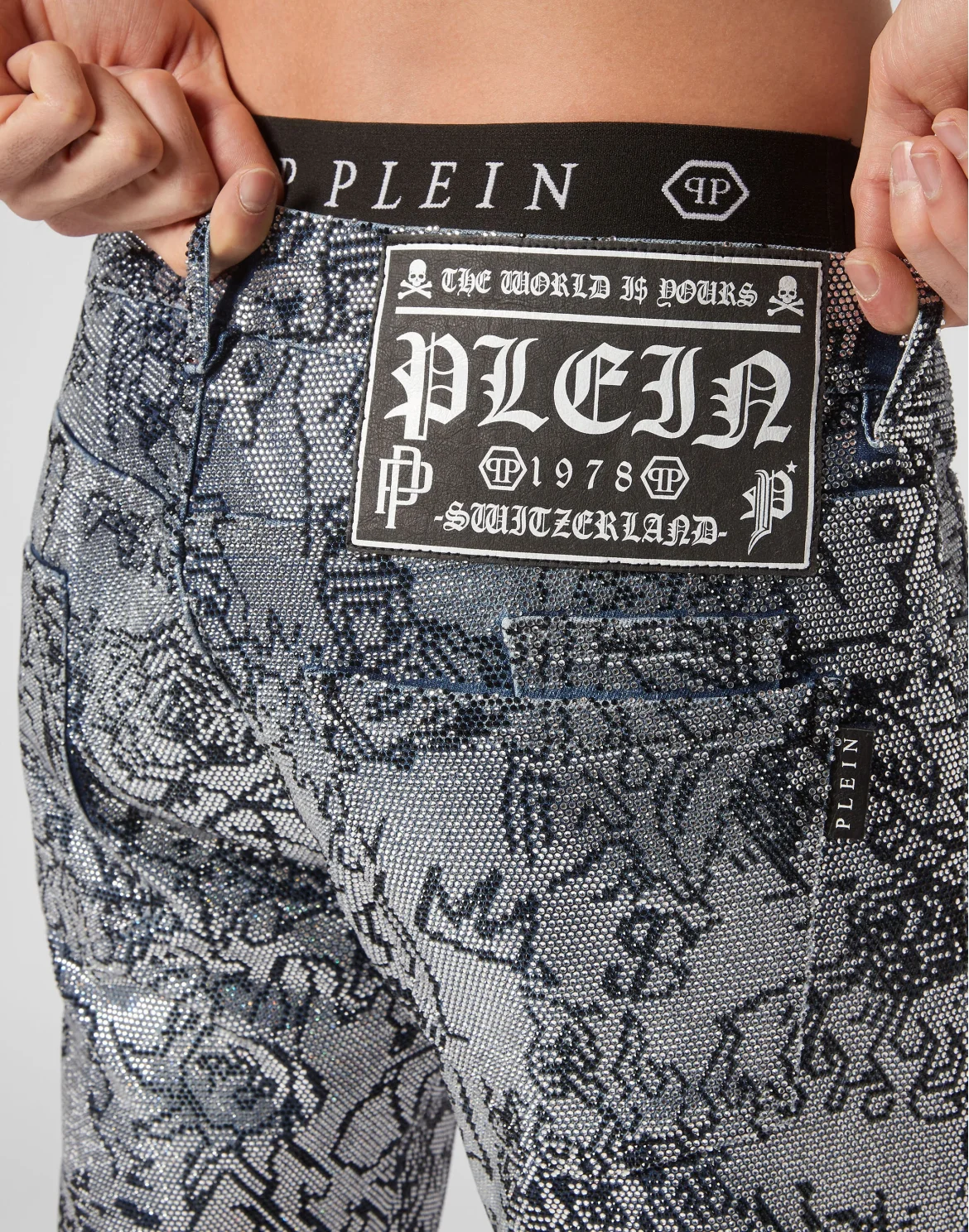 Denim Trousers Super Straight Cut Skull and Plein, цвет: Синий