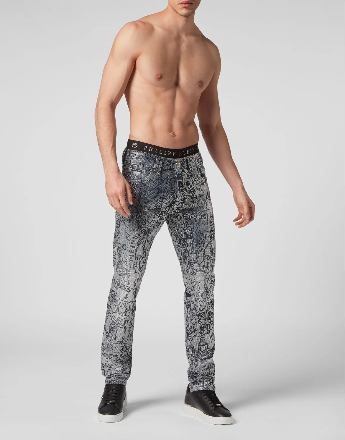 Denim Trousers Super Straight Cut Skull and Plein, цвет: Синий