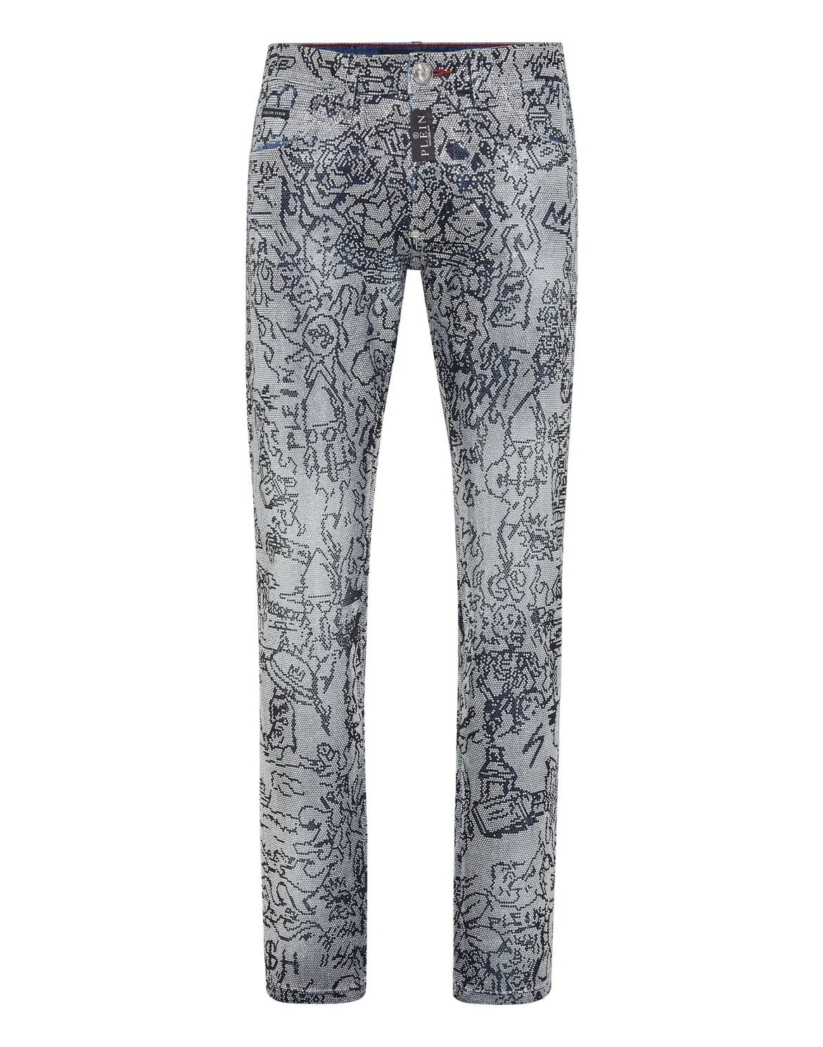 Denim Trousers Super Straight Cut Skull and Plein, цвет: Синий