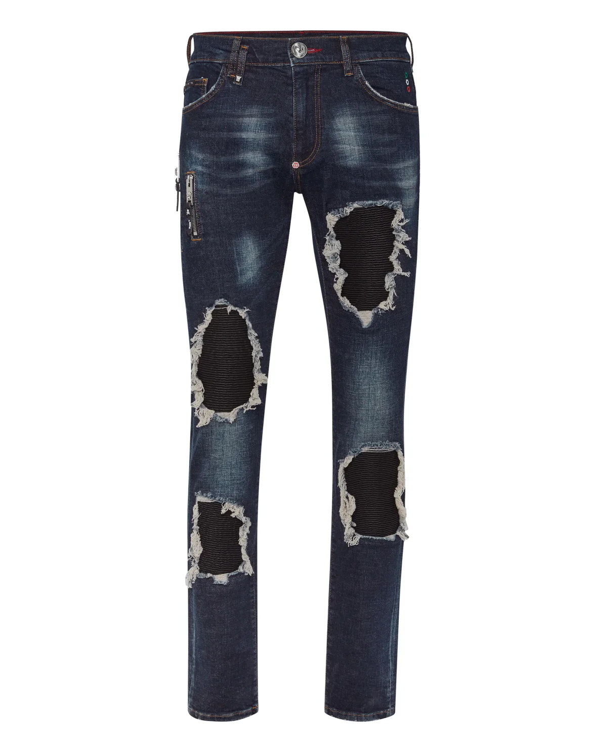 Denim Trousers Biker Fit Destroyed, цвет: Синий