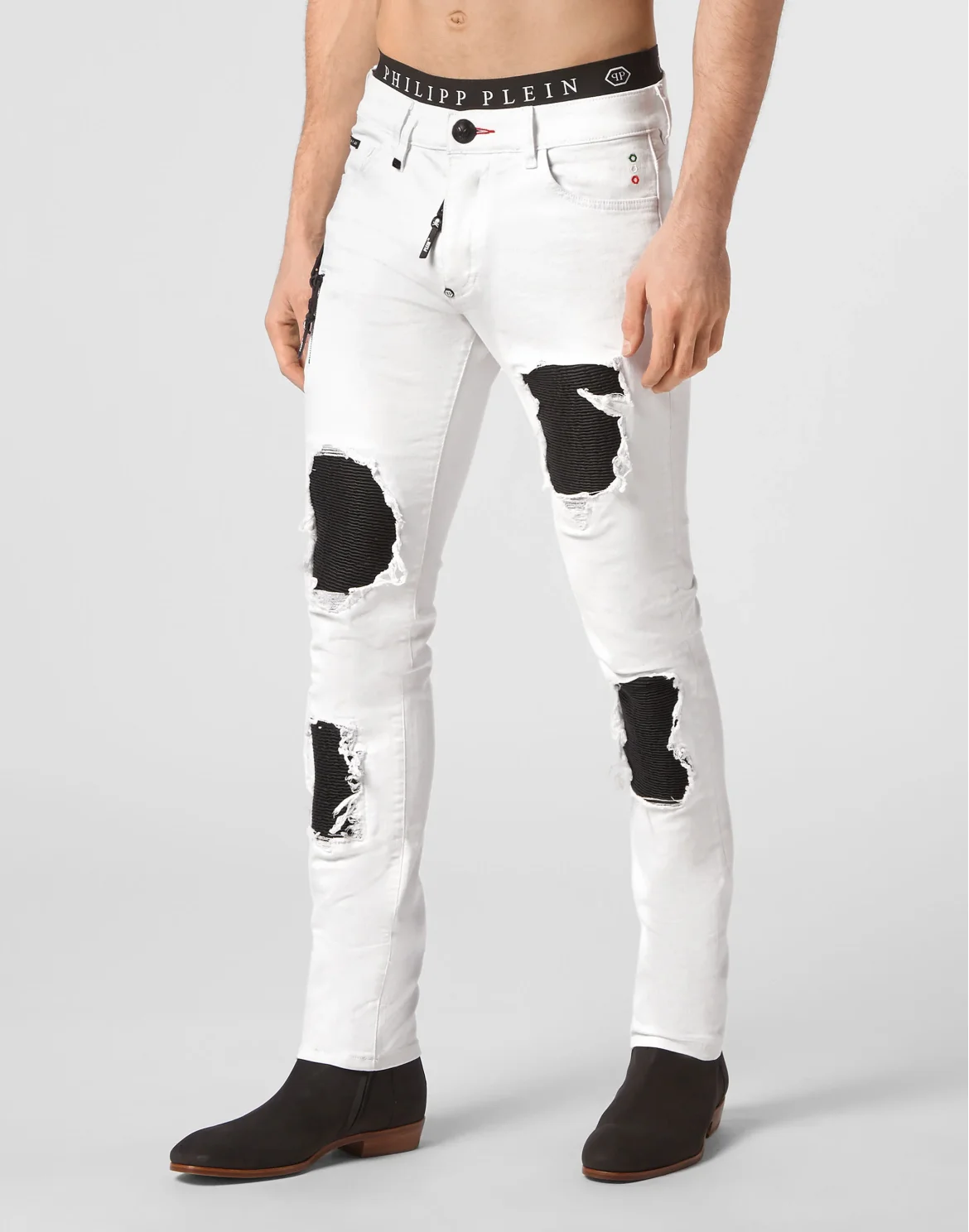 Denim Trousers Biker Fit Destroyed, цвет: Белый