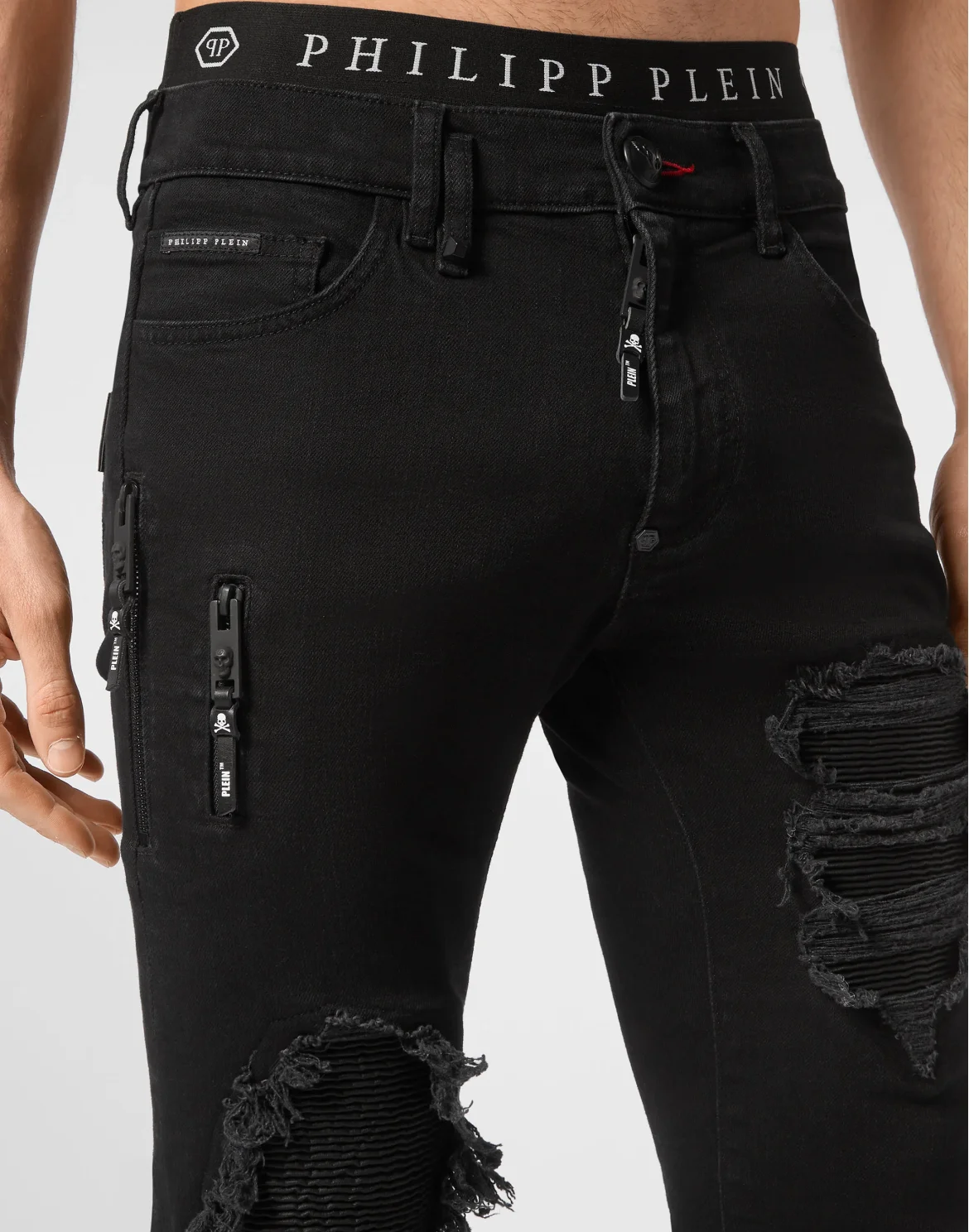 Denim Trousers Biker Fit Destroyed, цвет: Черный