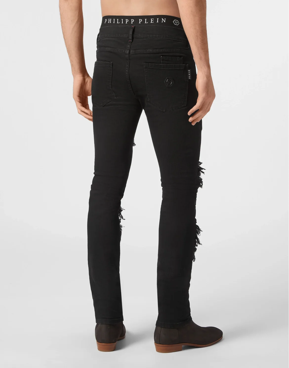 Denim Trousers Biker Fit Destroyed, цвет: Черный