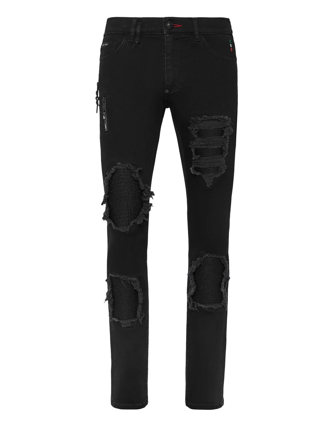 Denim Trousers Biker Fit Destroyed, цвет: Черный