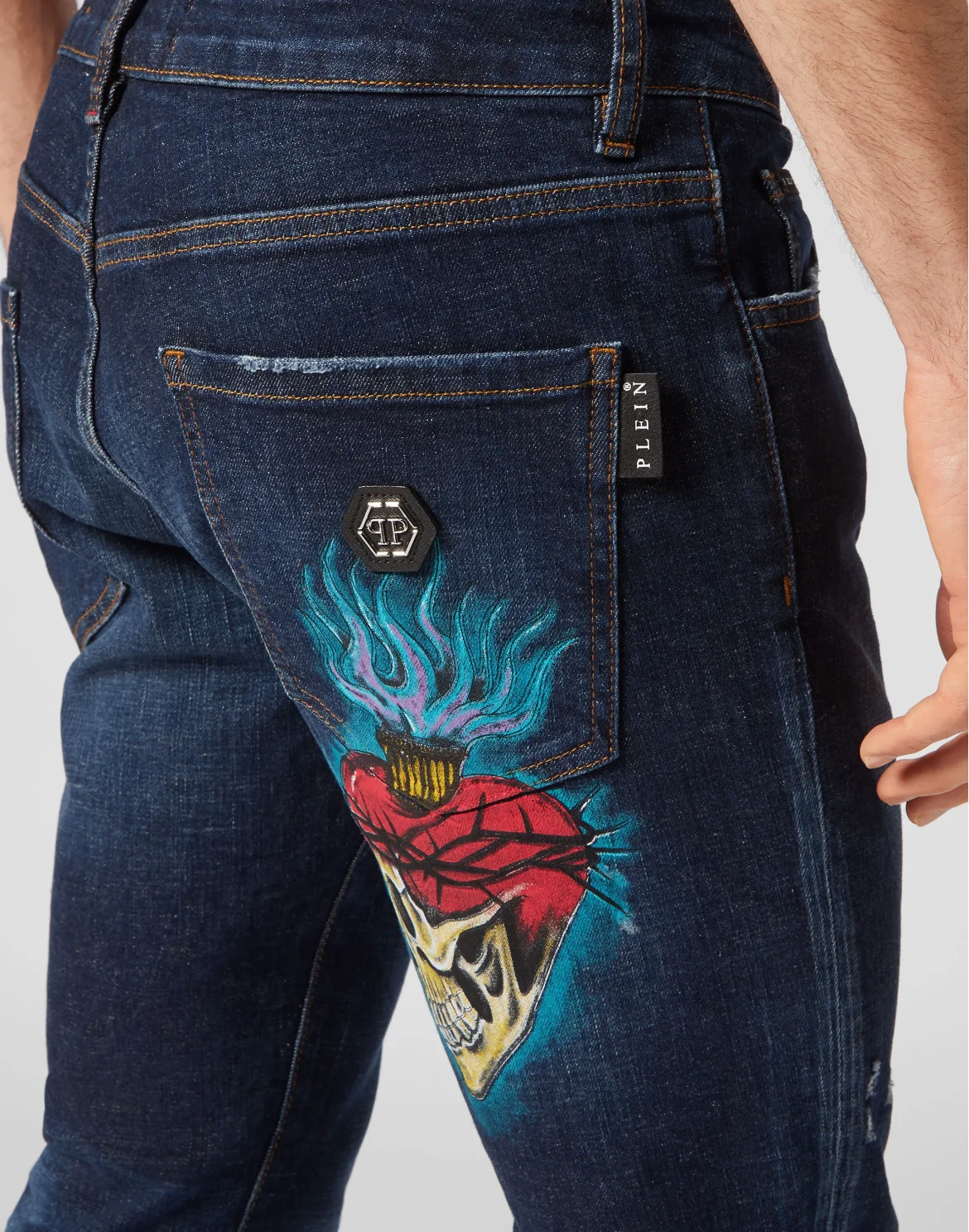 Super Straight Cut Trousers Love Tattoo, цвет: Синий