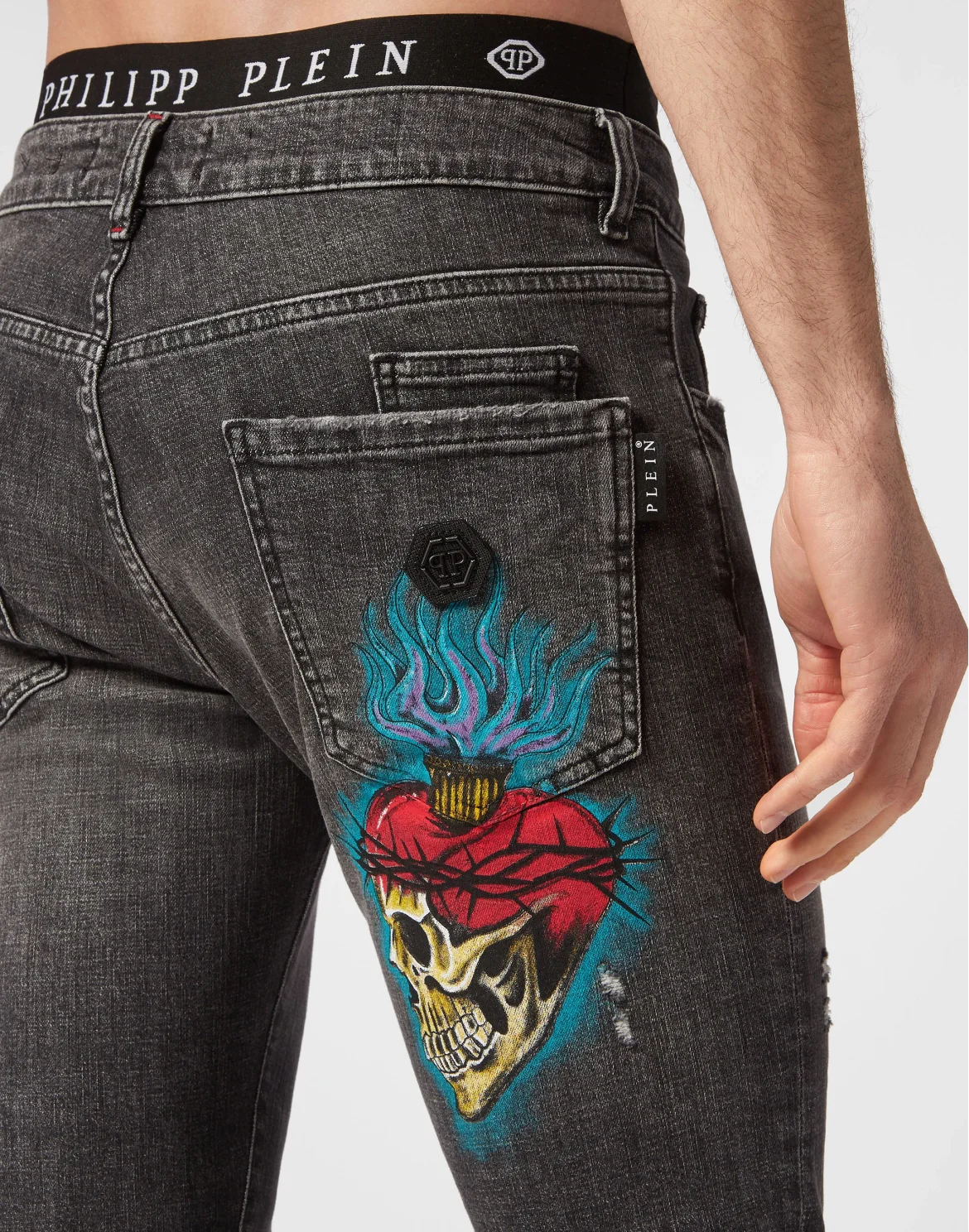 Super Straight Cut Trousers Love Tattoo, цвет: Серый