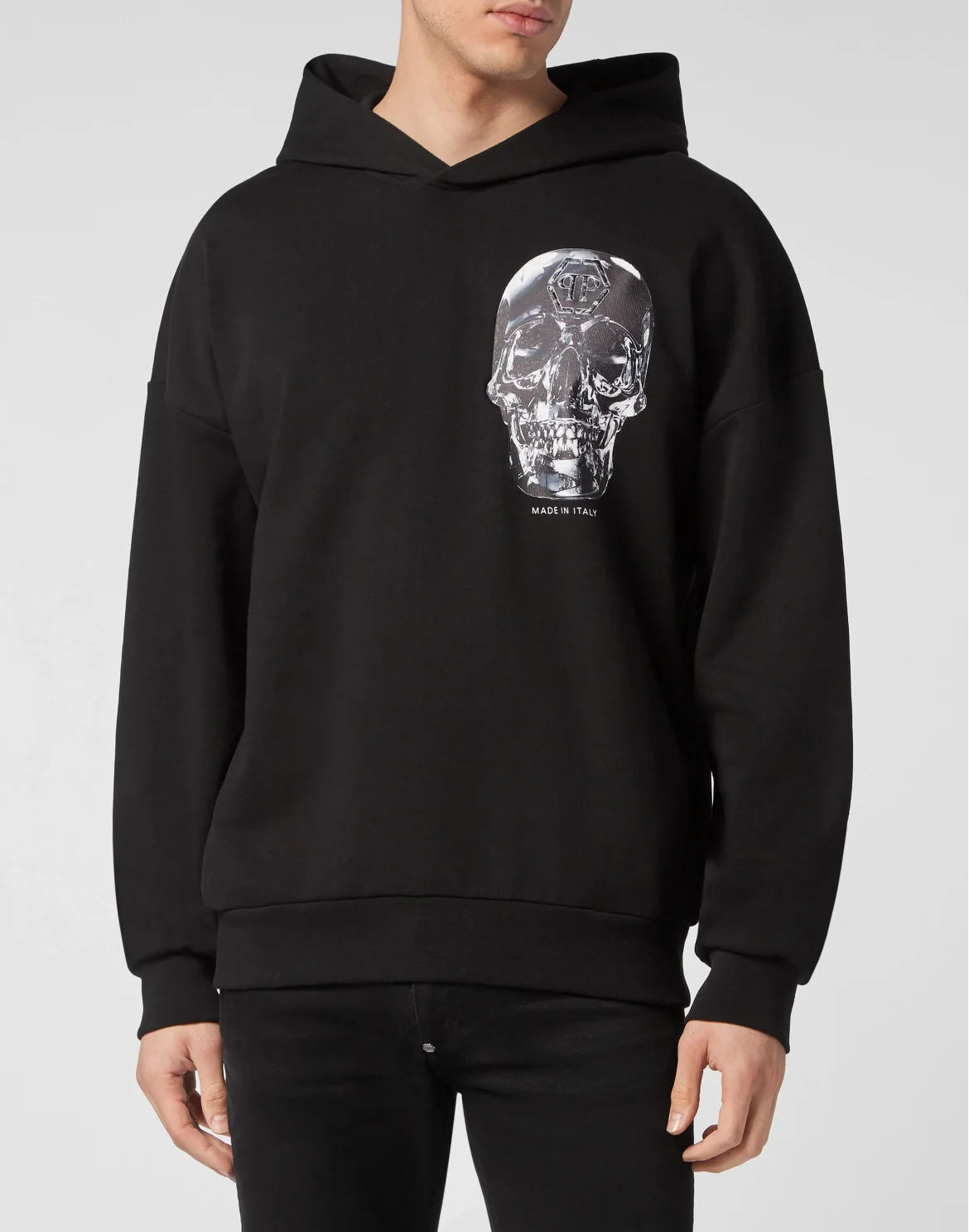 Hoodie Sweatshirt Glass Skull, цвет: Черный