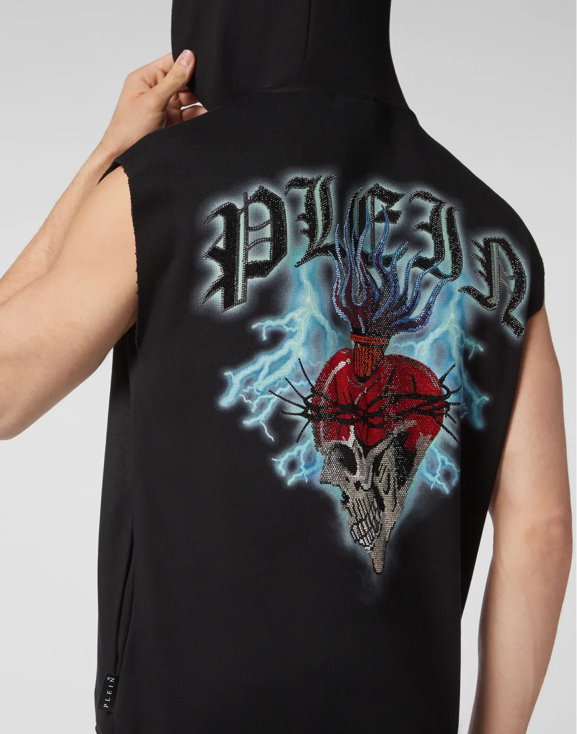 Sleeveless Hoodie sweatshirt Love Tattoo, цвет: Черный