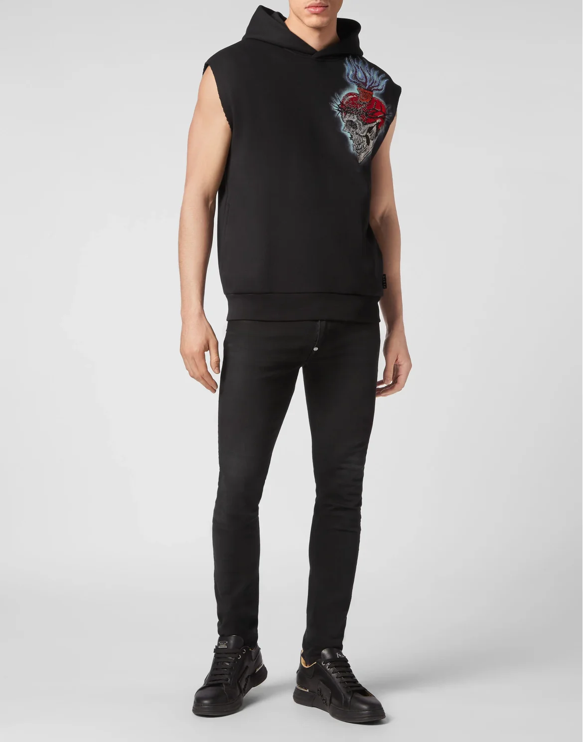 Sleeveless Hoodie sweatshirt Love Tattoo, цвет: Черный
