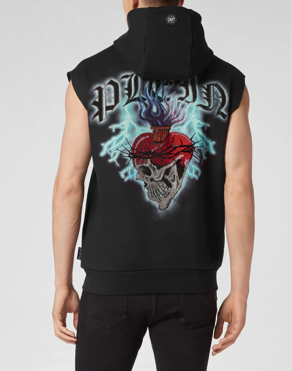 Sleeveless Hoodie sweatshirt Love Tattoo, цвет: Черный