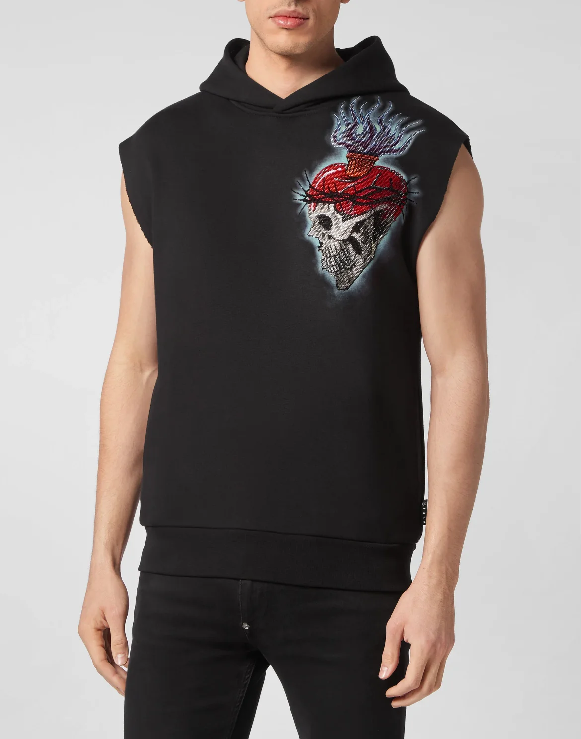 Sleeveless Hoodie sweatshirt Love Tattoo, цвет: Черный