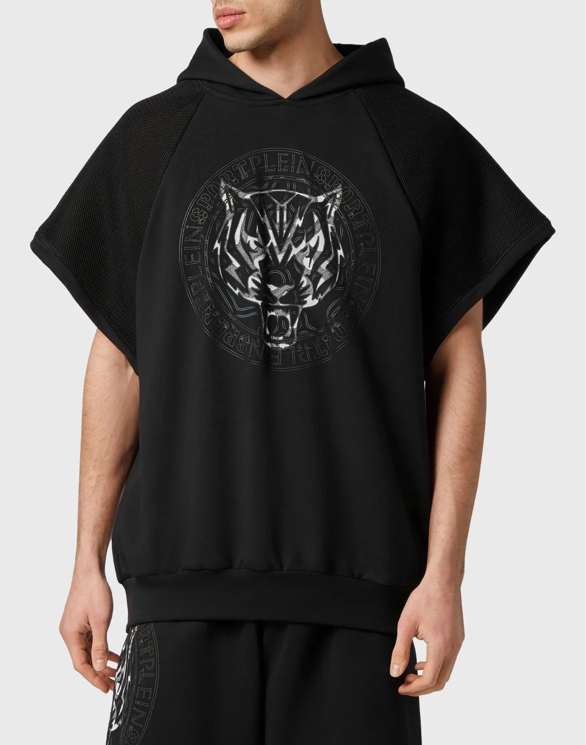Sleeveless Hoodie Sweatshirt Tiger, цвет: Черный