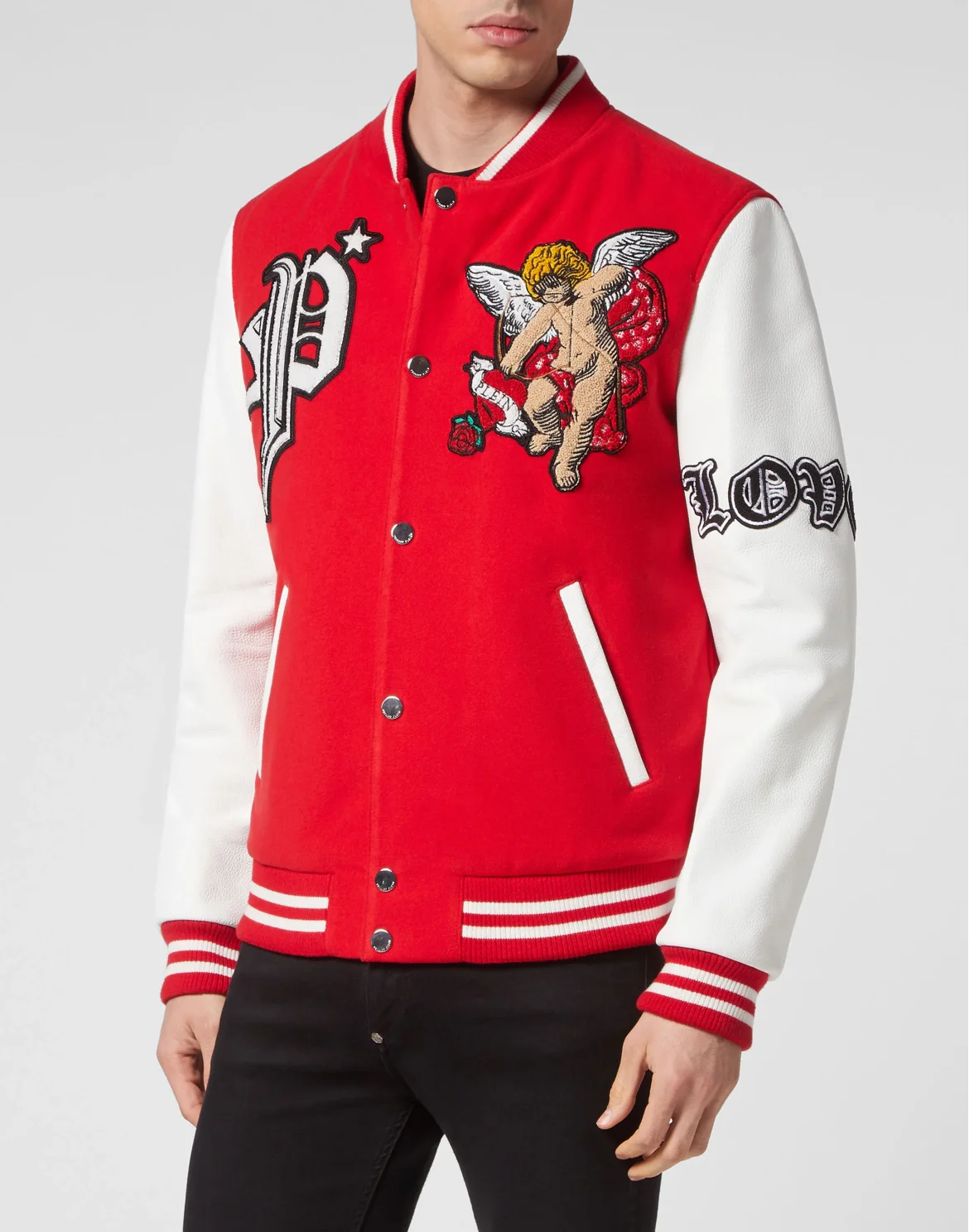 Wool and Letaher Bomber Love Angel, цвет: Красный