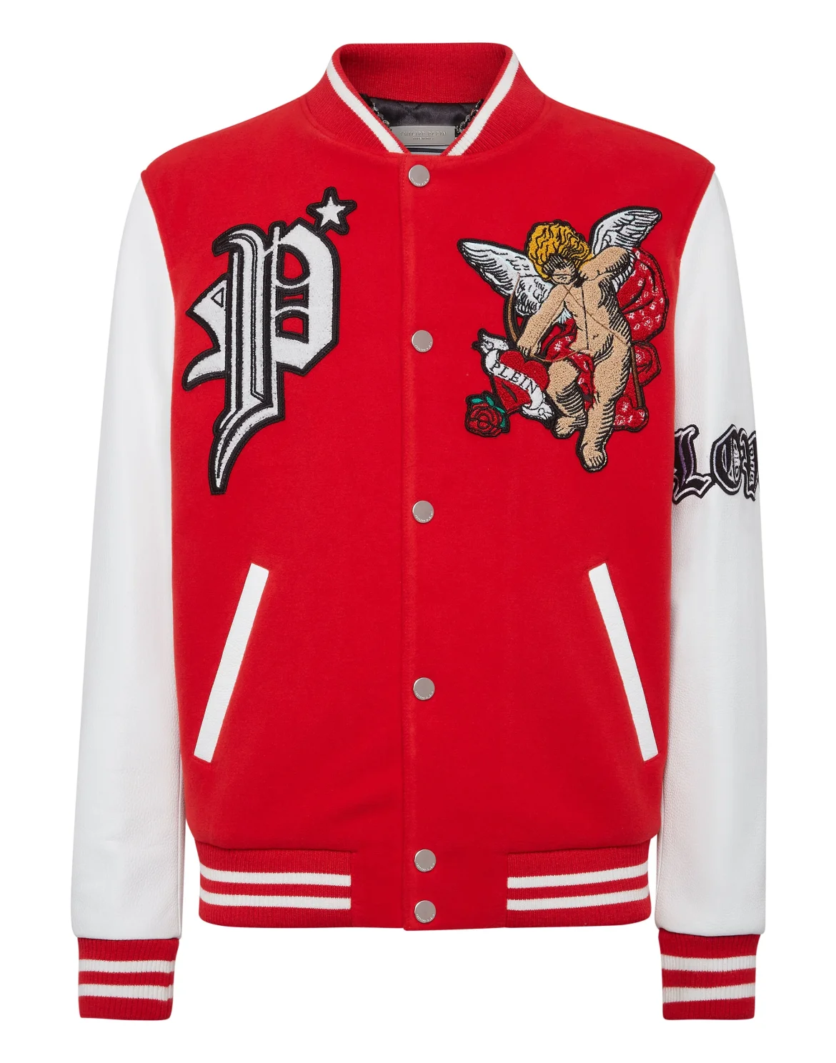 Wool and Letaher Bomber Love Angel, цвет: Красный