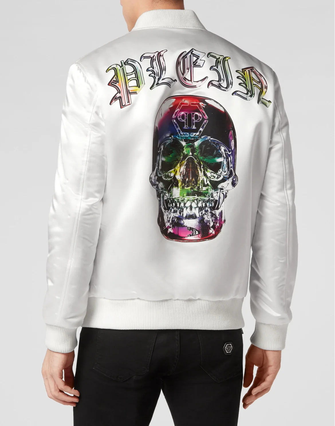 Satin Bomber Glass Skull, цвет: Белый