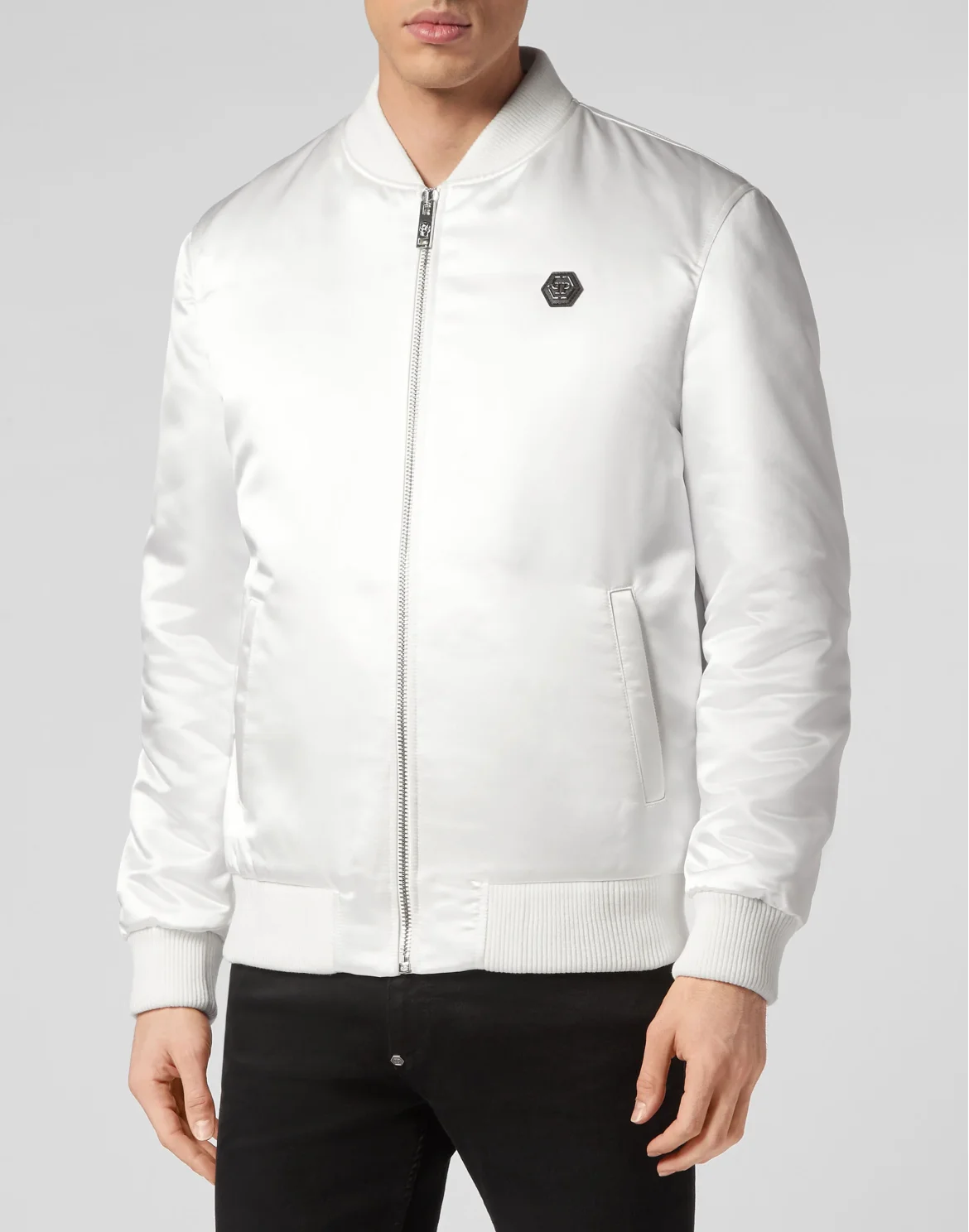 Satin Bomber Glass Skull, цвет: Белый