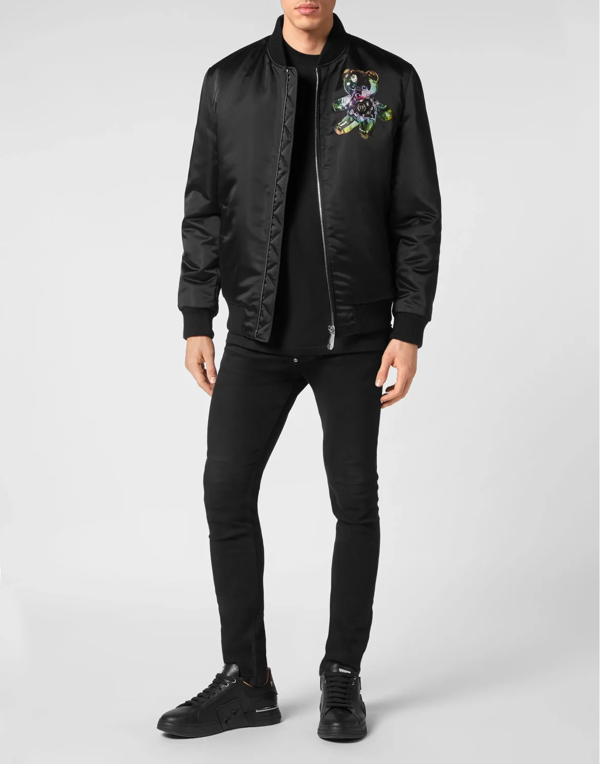 Satin Bomber Teddy Glass, цвет: Черный