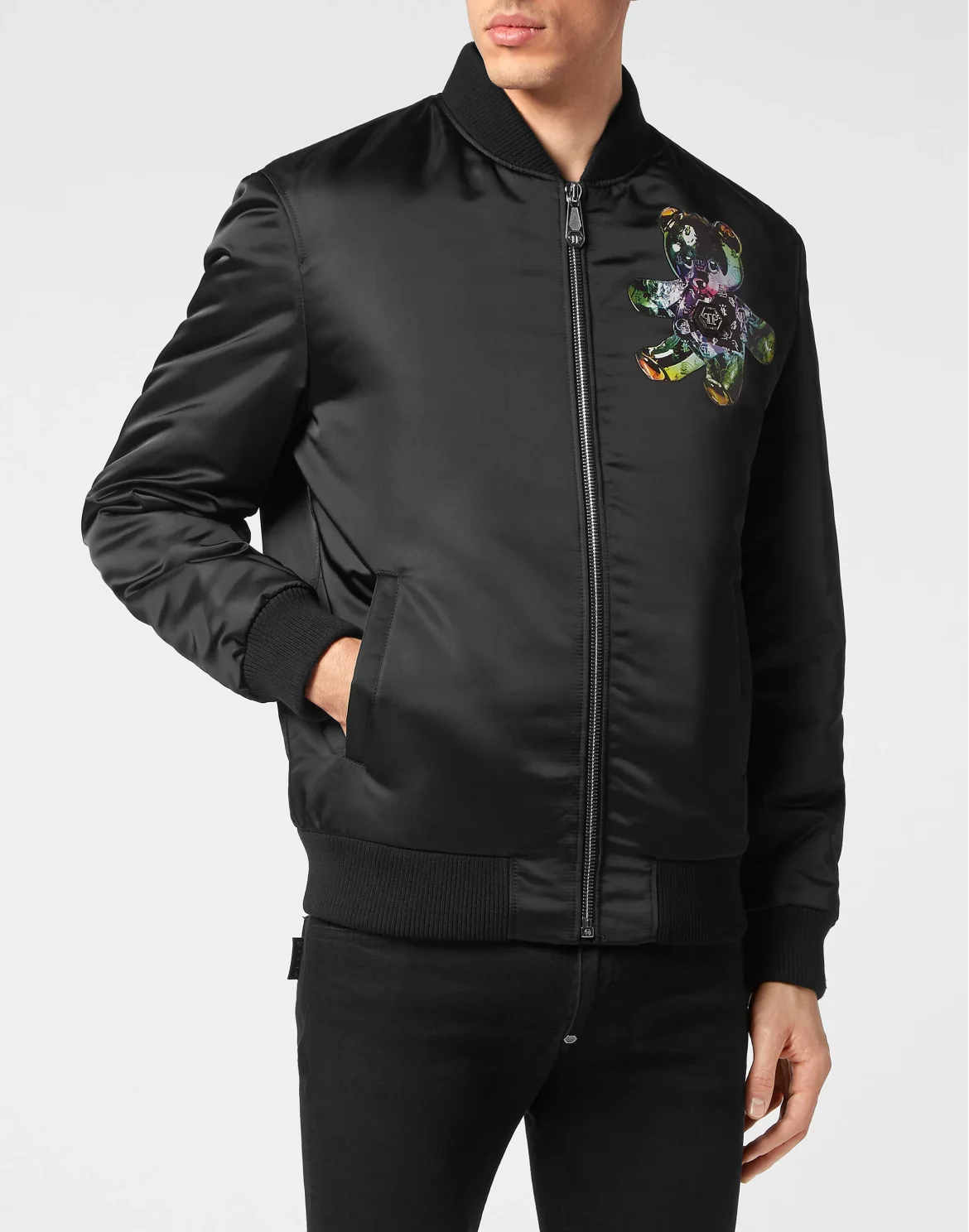 Satin Bomber Teddy Glass, цвет: Черный