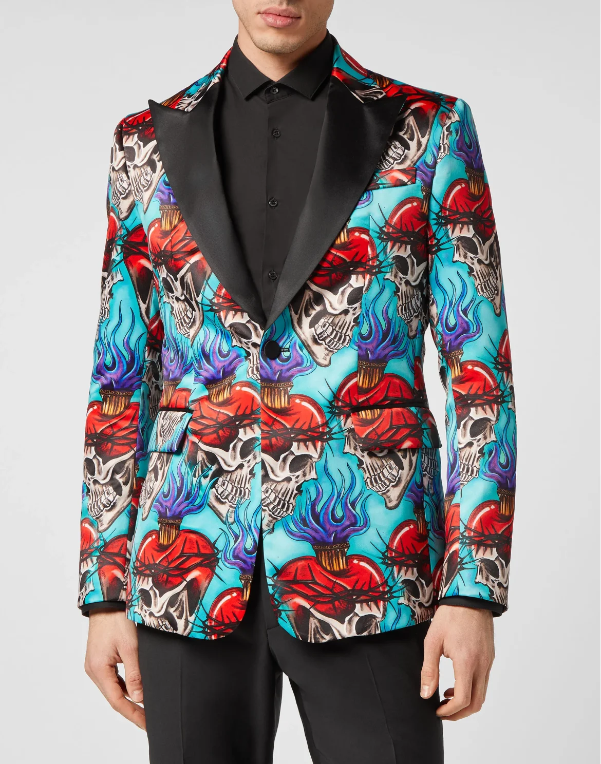 Satin Blazer Lord Fit Love Tattoo, цвет: Бирюзовый