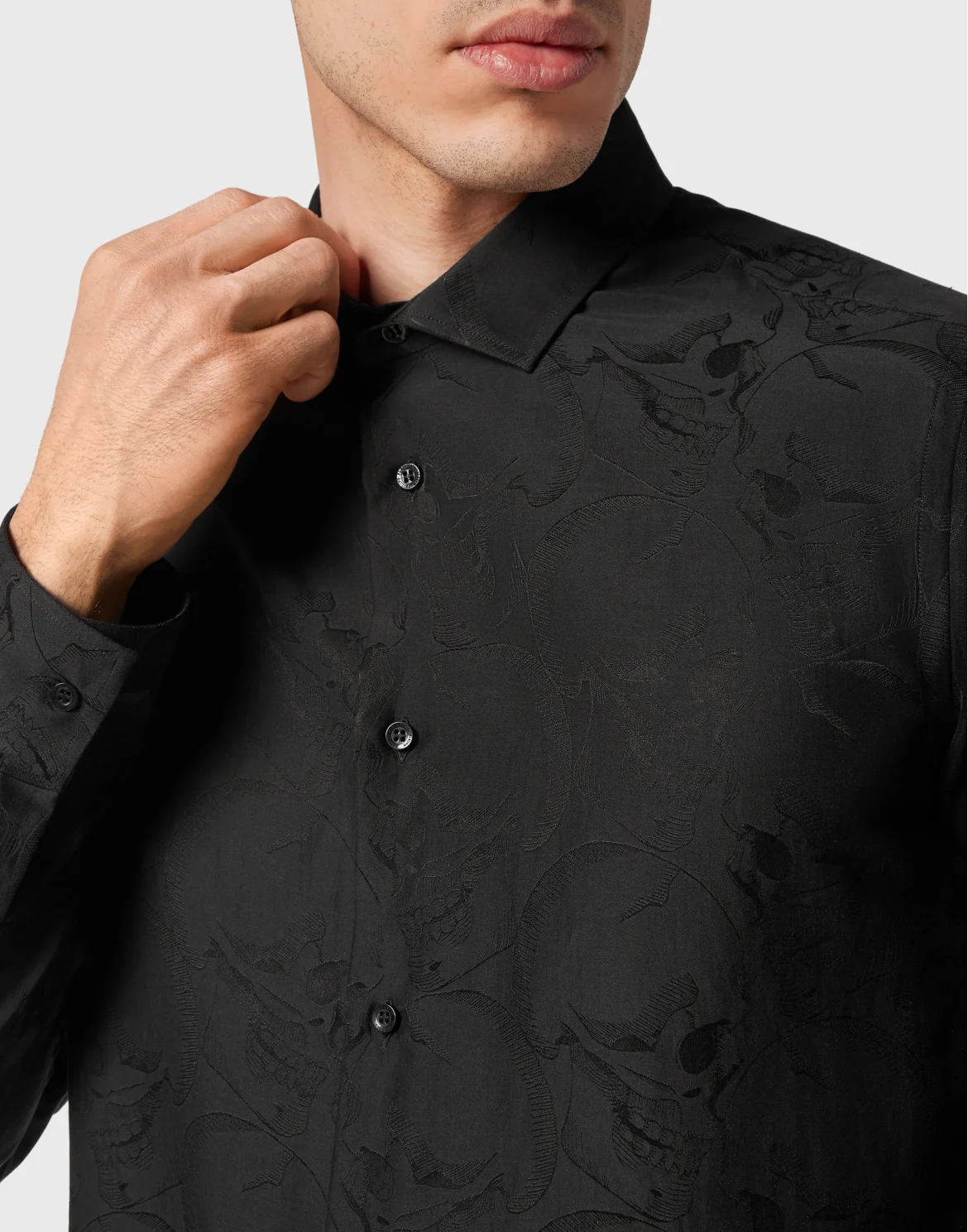 Jacquard Shirt Sugar Daddy Cut LS Skull, цвет: Черный