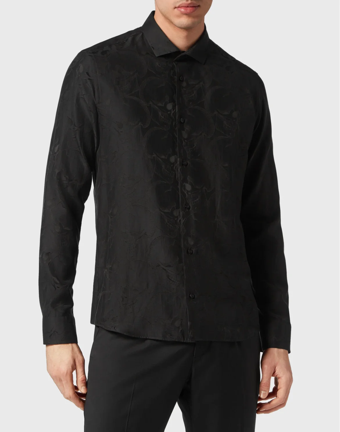 Jacquard Shirt Sugar Daddy Cut LS Skull, цвет: Черный