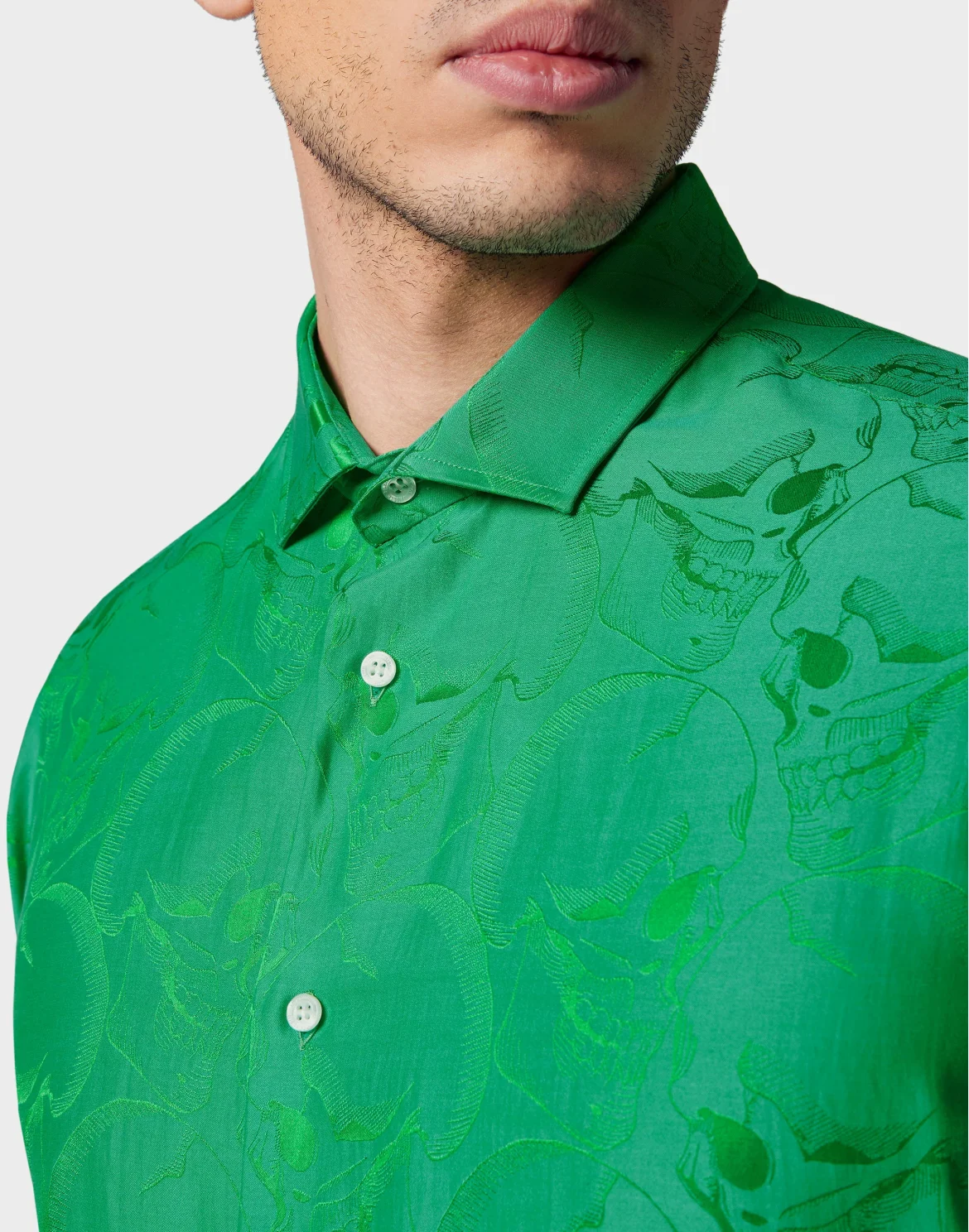 Jacquard Shirt Sugar Daddy Cut LS Skull, цвет: Зеленый