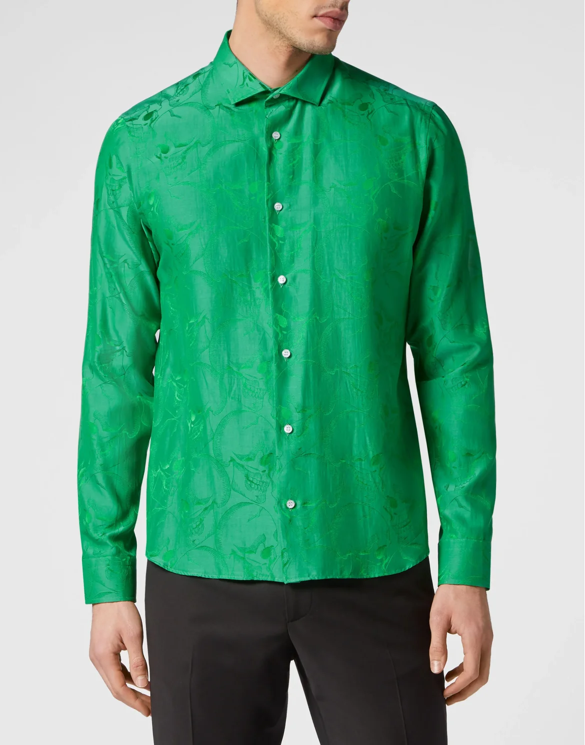 Jacquard Shirt Sugar Daddy Cut LS Skull, цвет: Зеленый