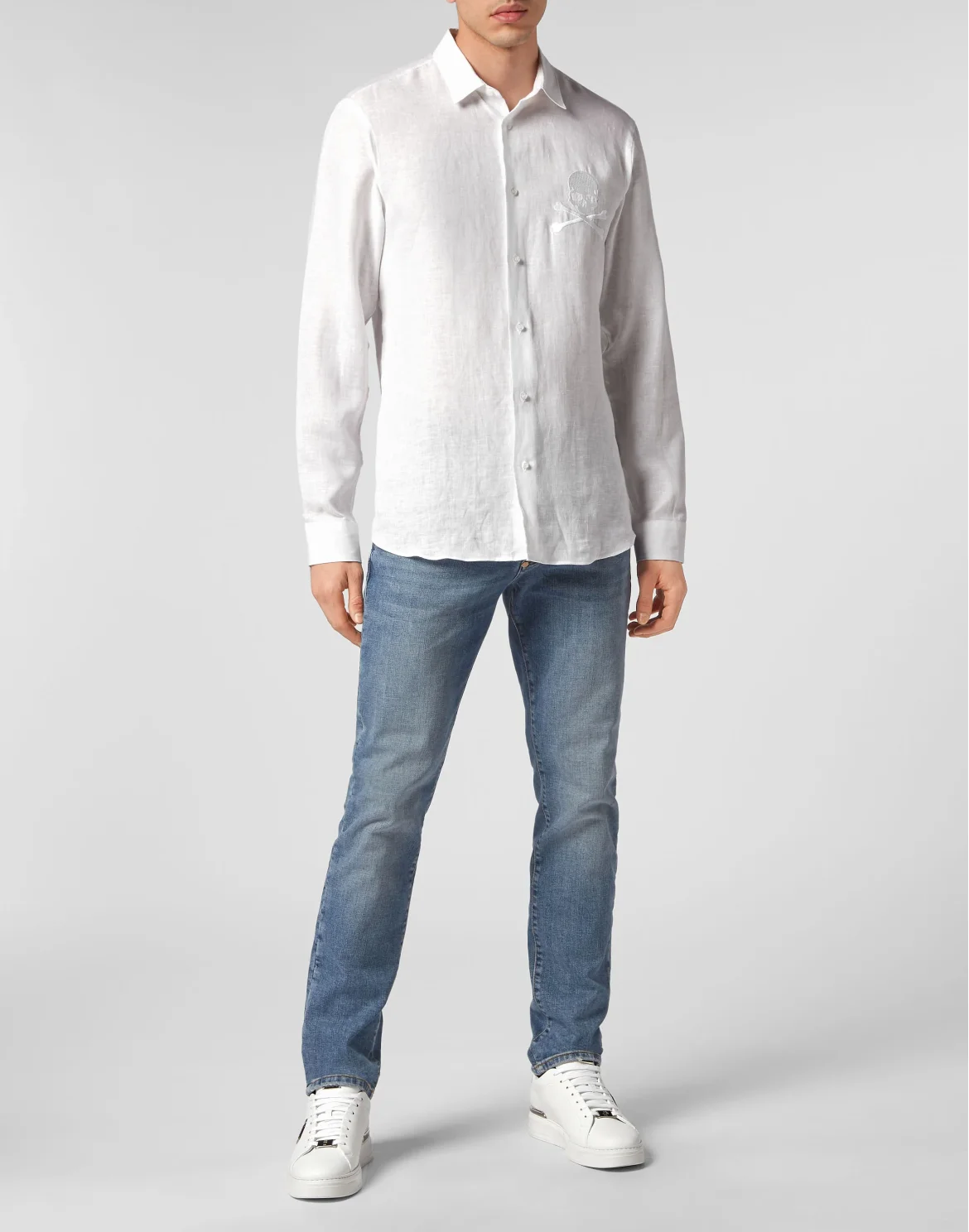 Shirt Playboy Cut LS Skull&Bones, цвет: Белый