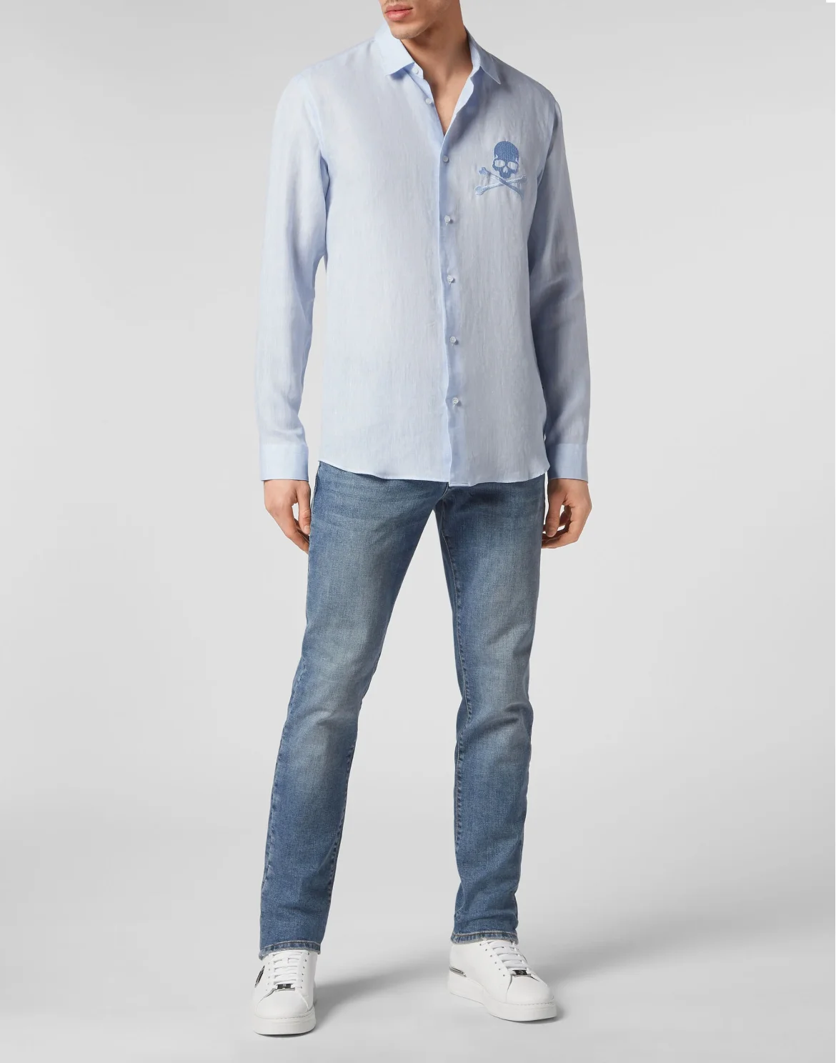 Shirt Playboy Cut LS Skull&Bones, цвет: Голубой