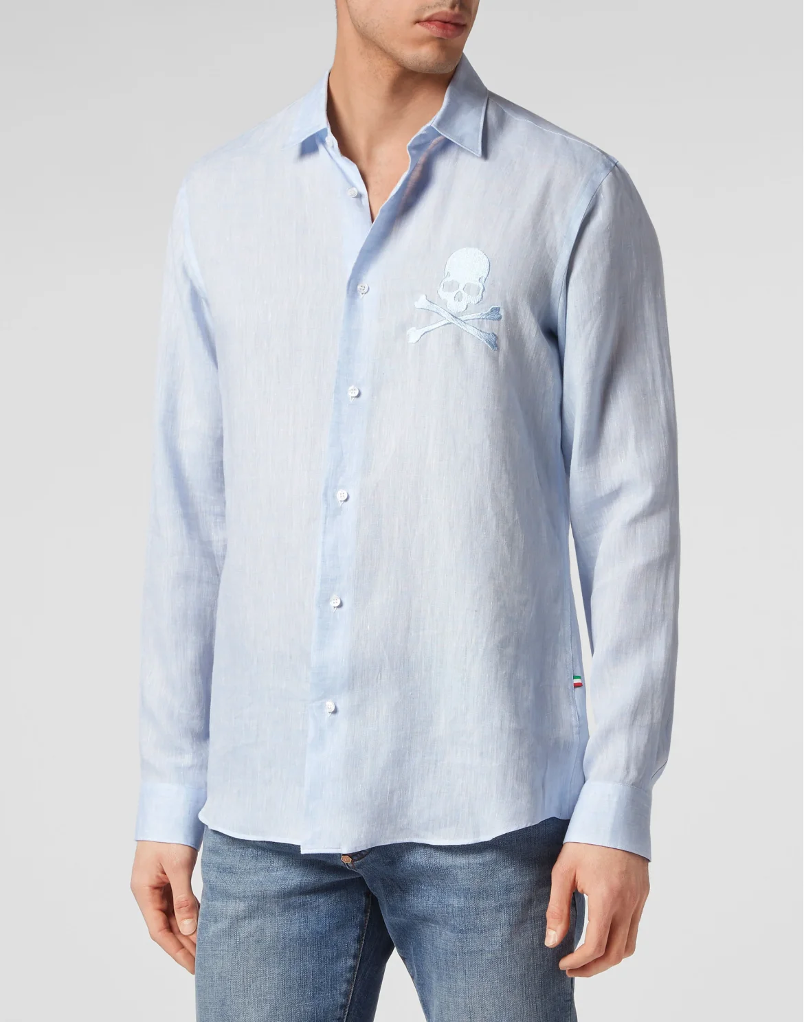 Shirt Playboy Cut LS Skull&Bones, цвет: Голубой