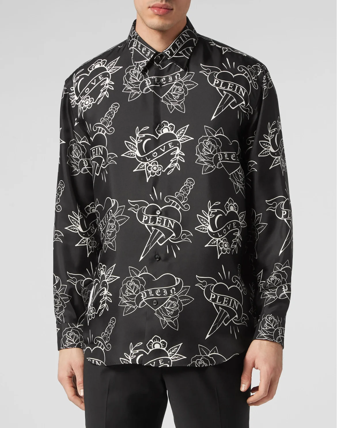Silk Dandy Shirt Love, цвет: Черный